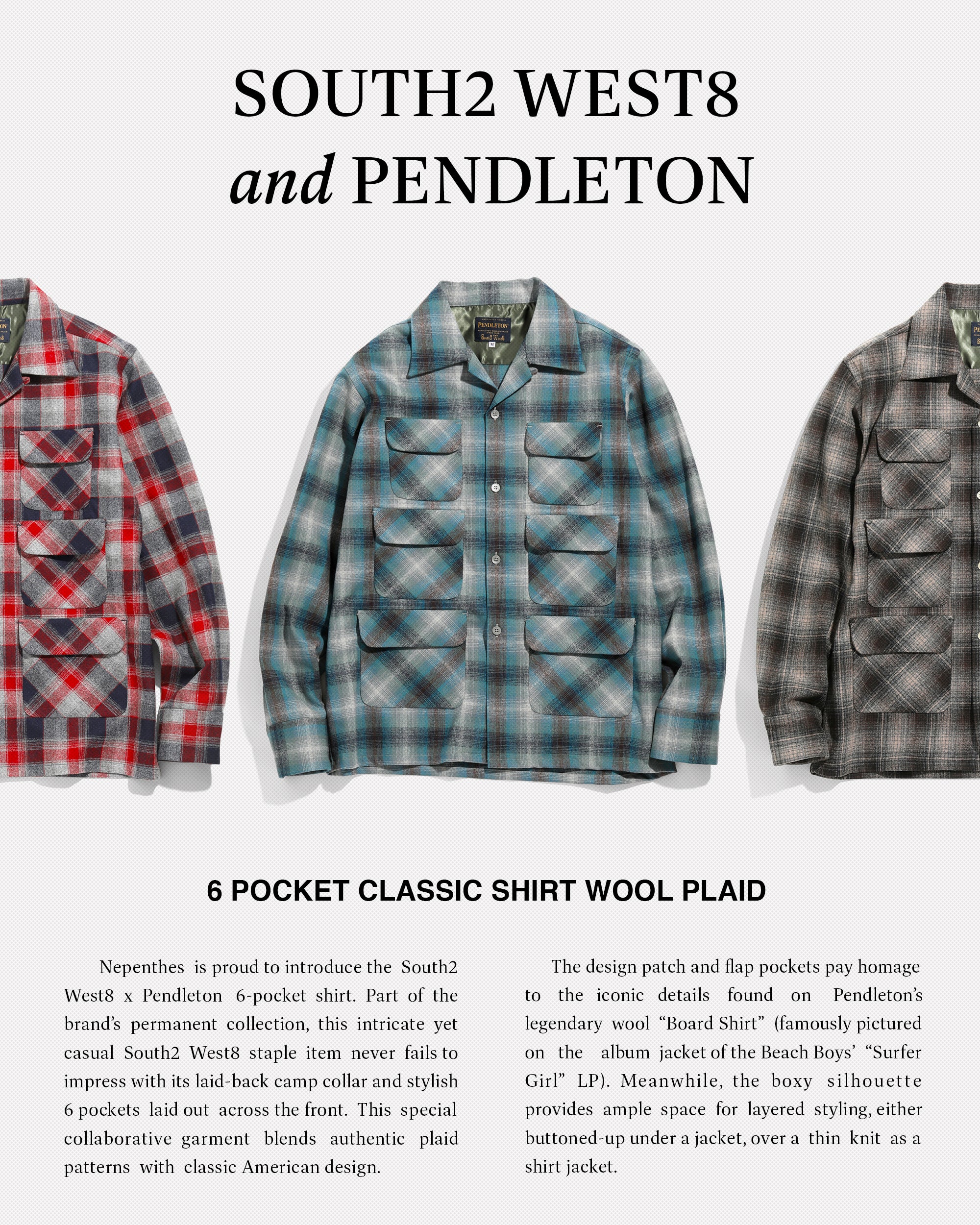 SOUTH2 WEST8 x PENDLETON - 6 POCKET CLASSIC SHIRT | Nepenthes New York