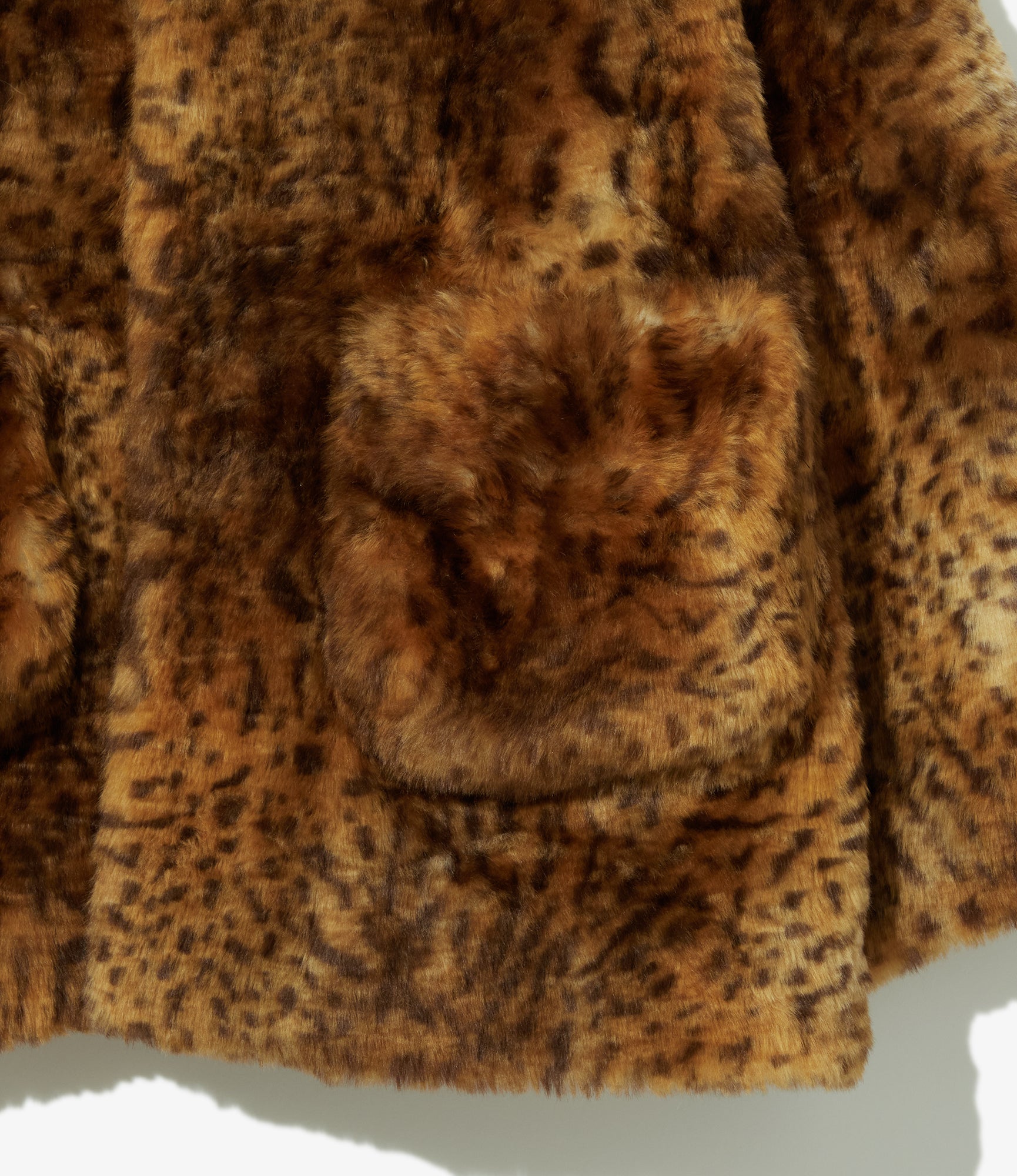 Eco Fur Stand Up Collar Coat - Leopard