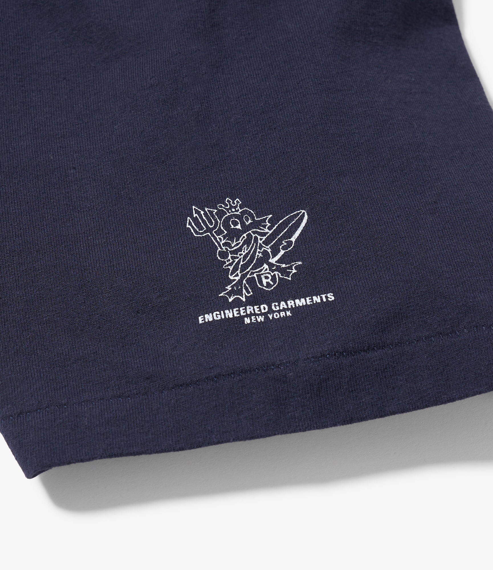 Printed Cross Crew Neck Pocket T-shirt - Navy - Satirical