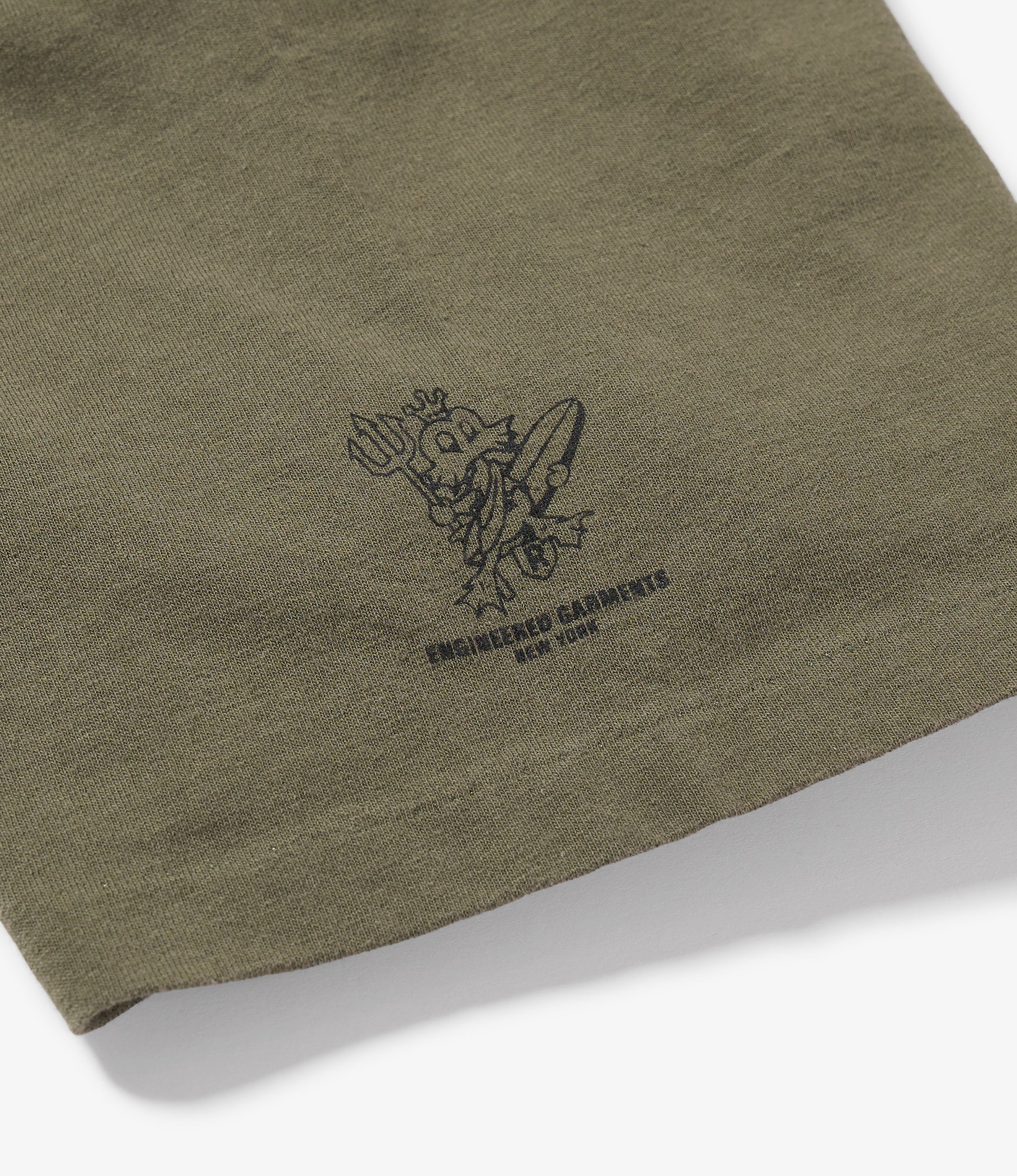 Printed Cross Crew Neck Pocket T-shirt - Olive - Satirical