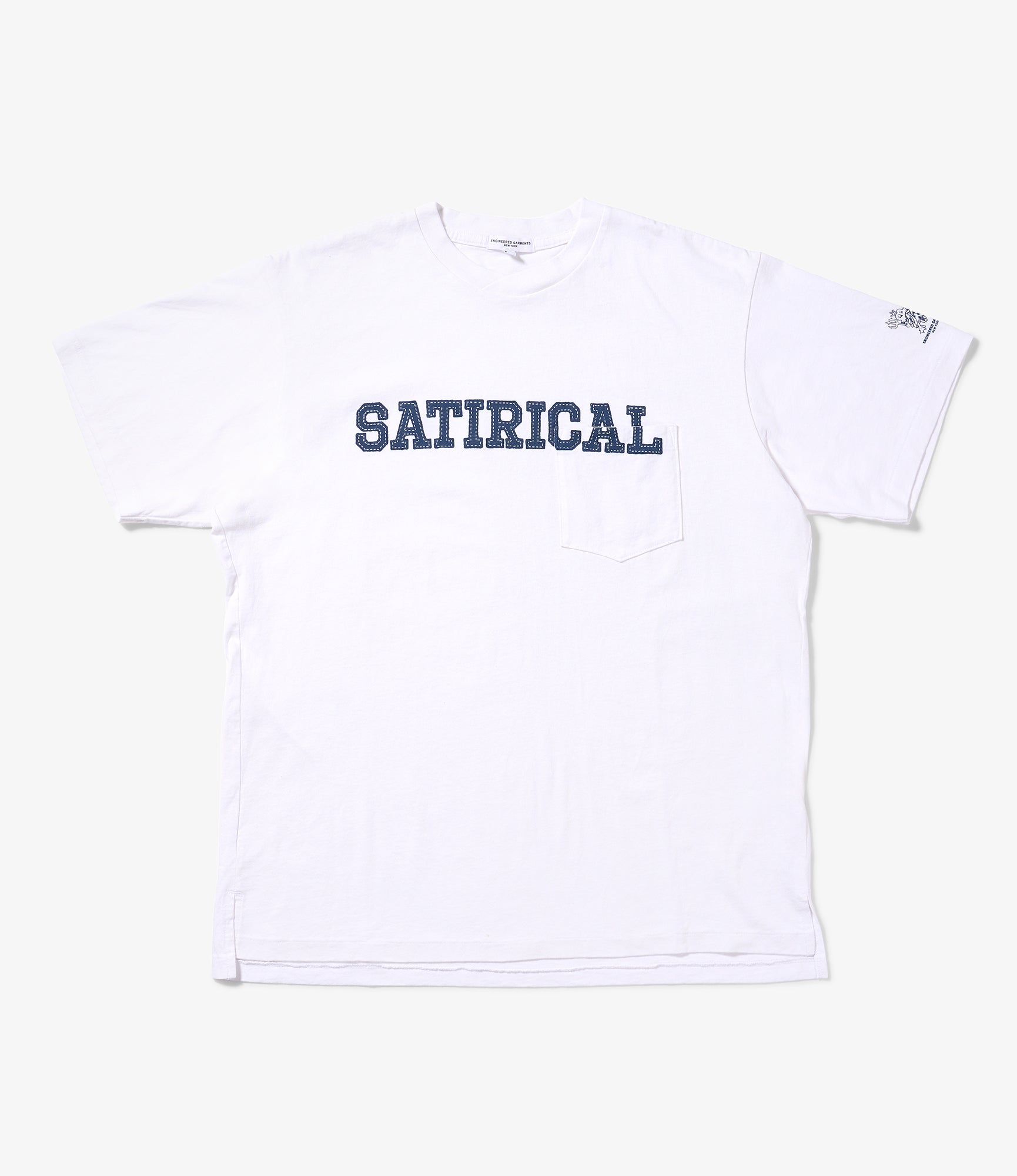 Printed Cross Crew Neck Pocket T-shirt - White - Satirical