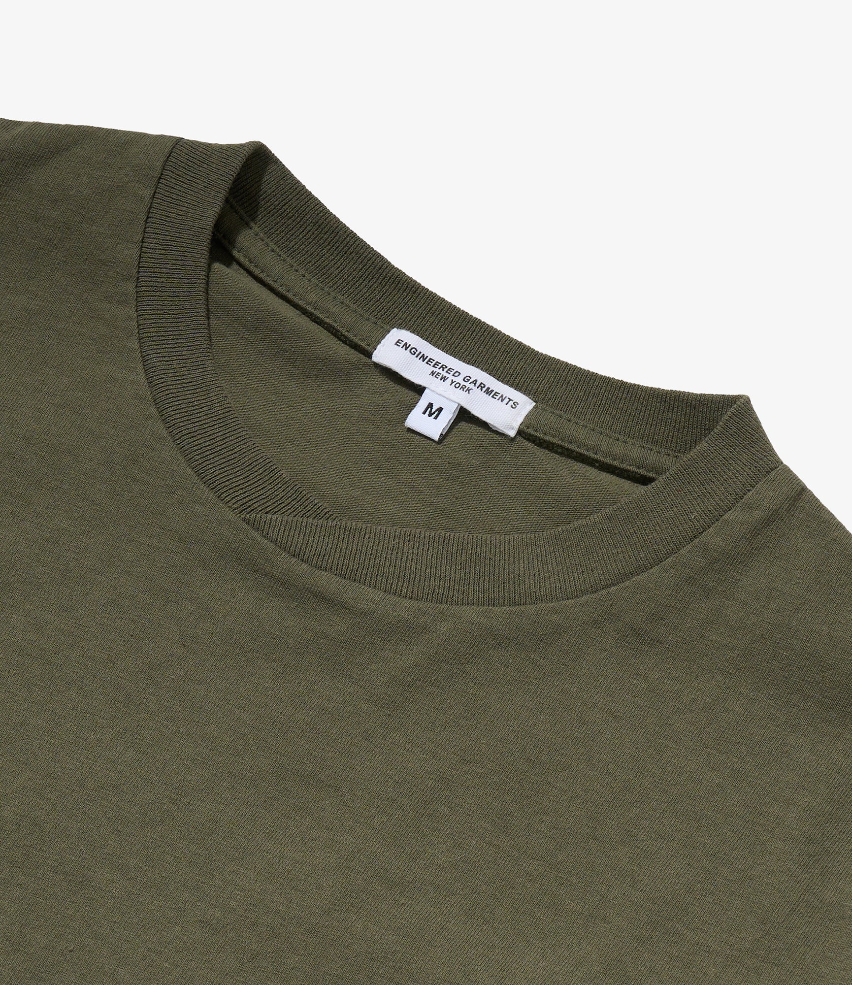 Printed Cross Crew Neck Pocket T-shirt - Olive - Graffiti