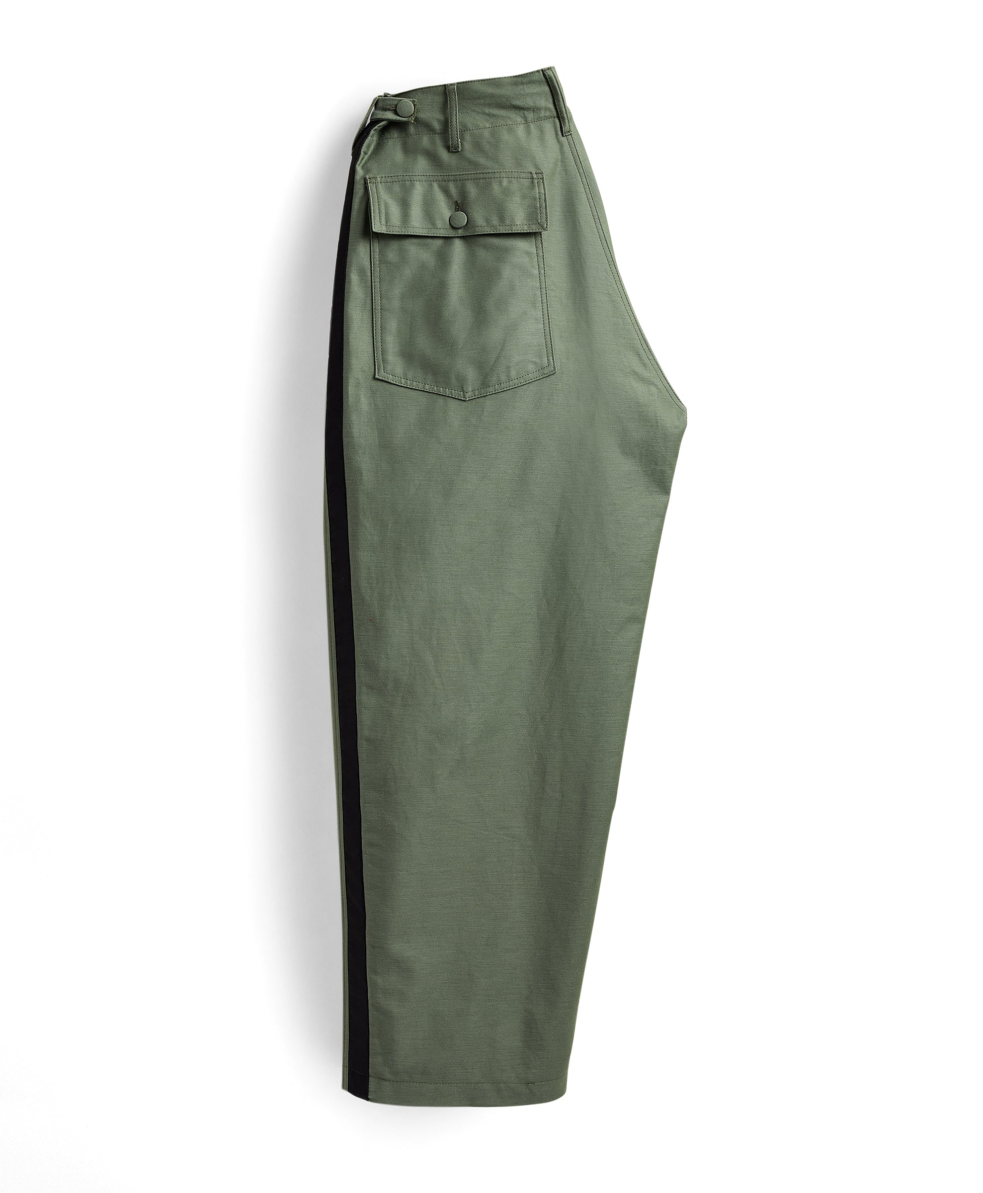 Engineered Garments x Brooks Brothers - Oversized Side Stripe Wide Fatigue Pant - Olive Sateen