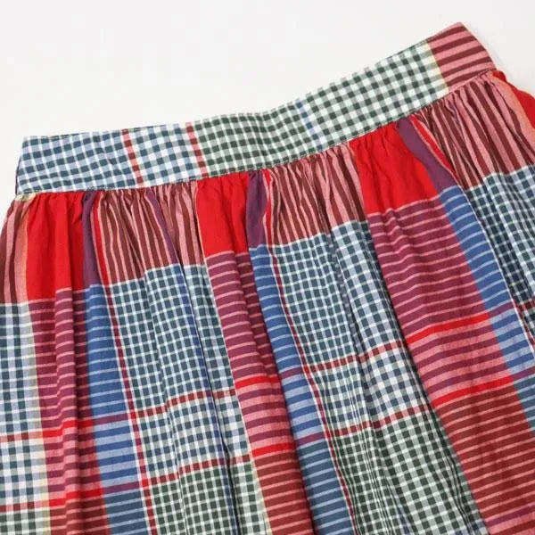 Gather Skirt - Red/Green Big Madras Plaid