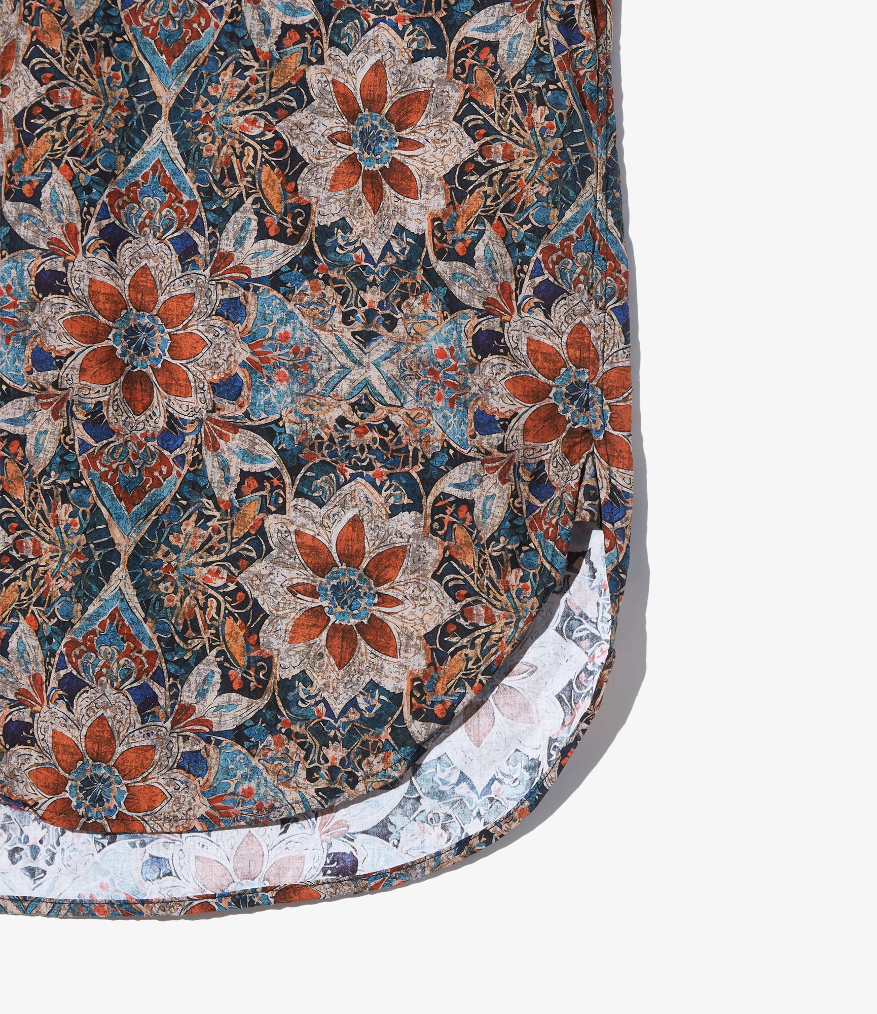 19th Century BD Shirt - Orange/Navy Floral Printed Cotton Lawn