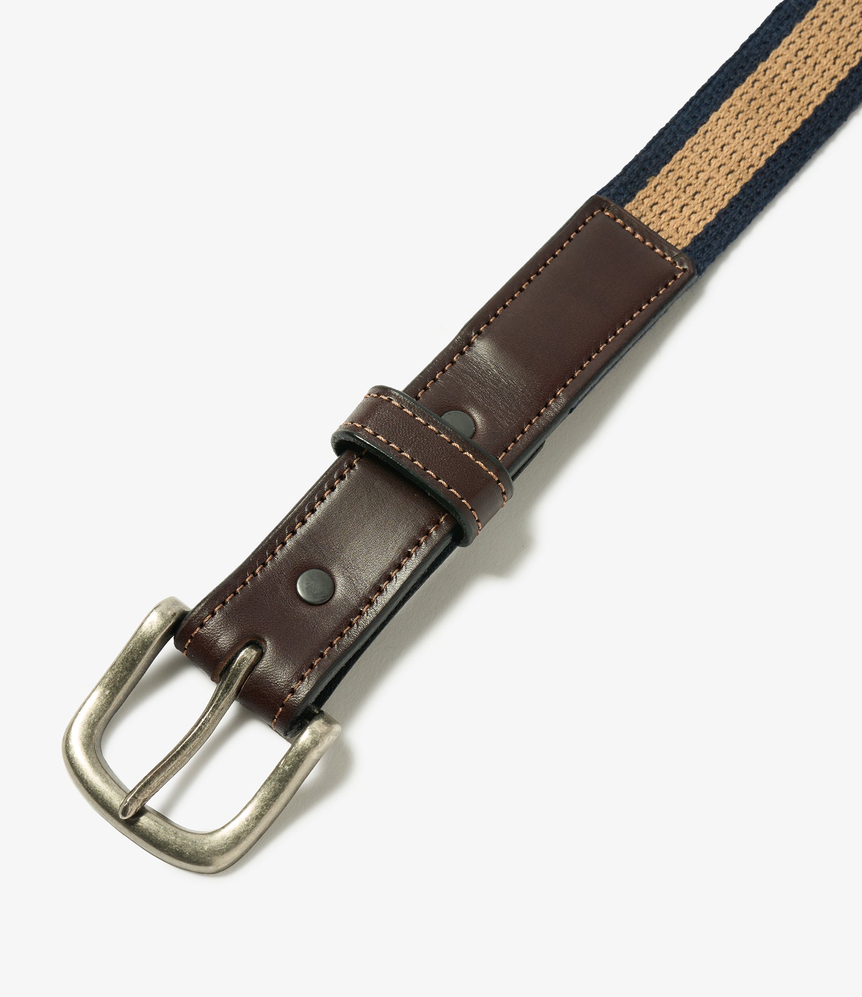 Webbing Belt - Khaki / Navy Stripe