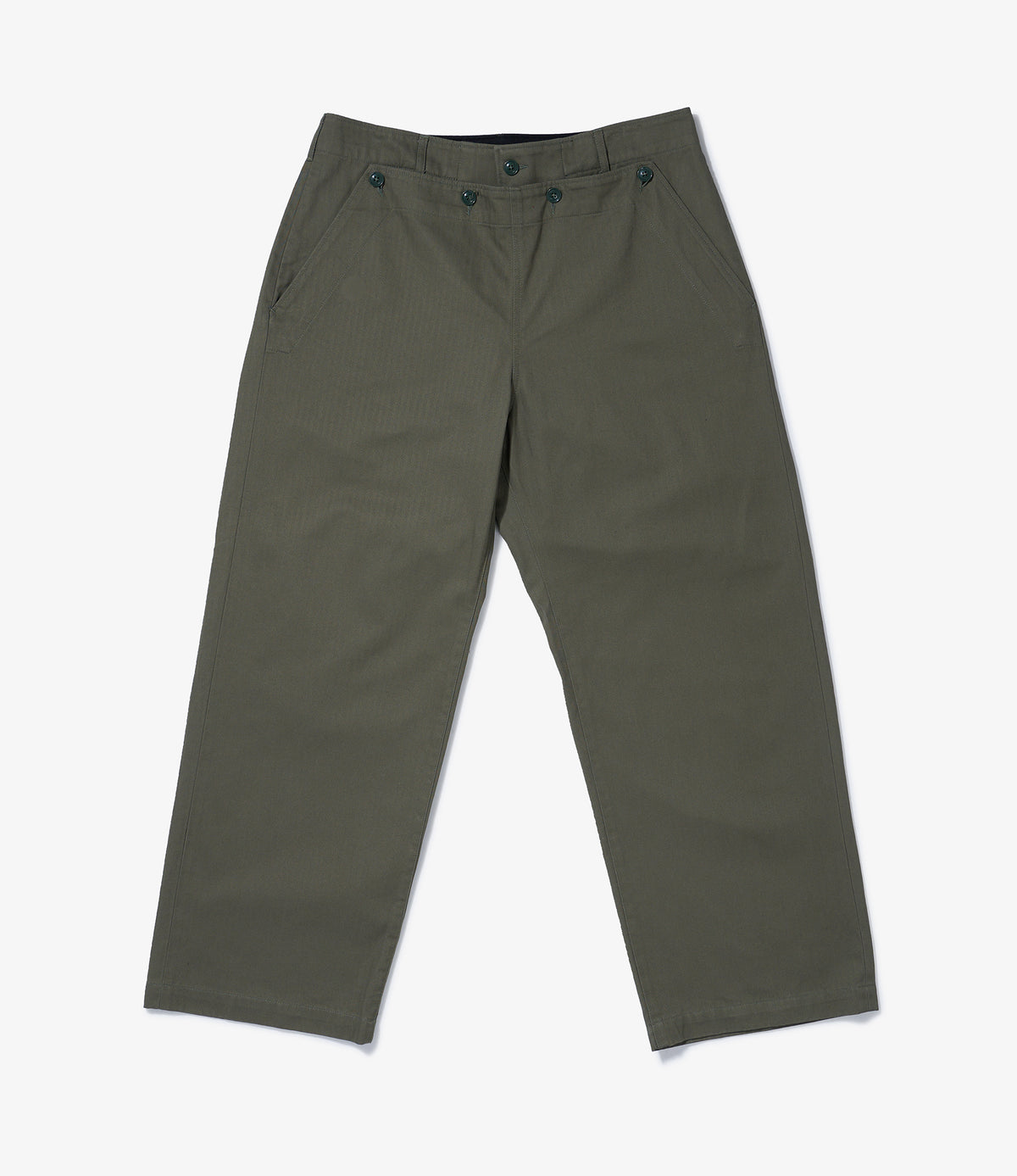 Nepenthes Special - Sailor Pant - Olive Cotton Herringbone Twill ...