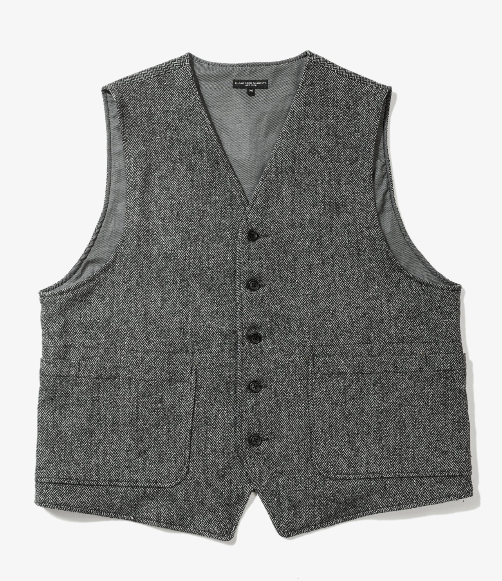 ODD Vest - Grey Poly Wool Herringbone