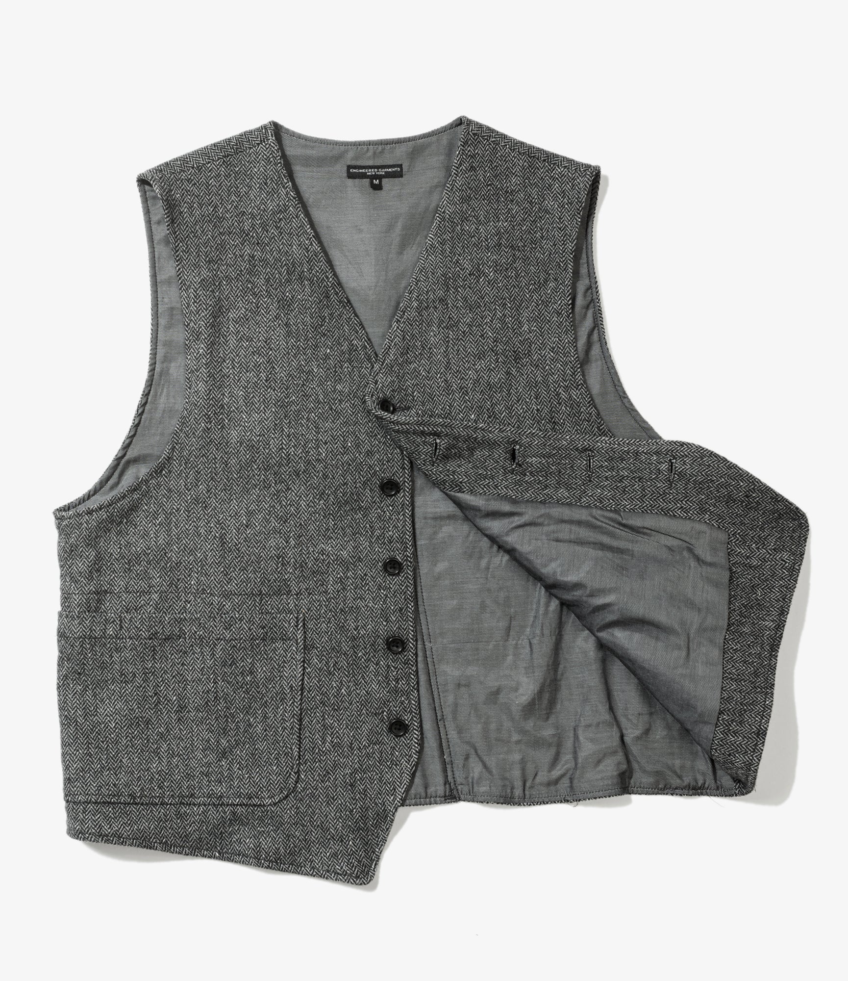 ODD Vest - Grey Poly Wool Herringbone