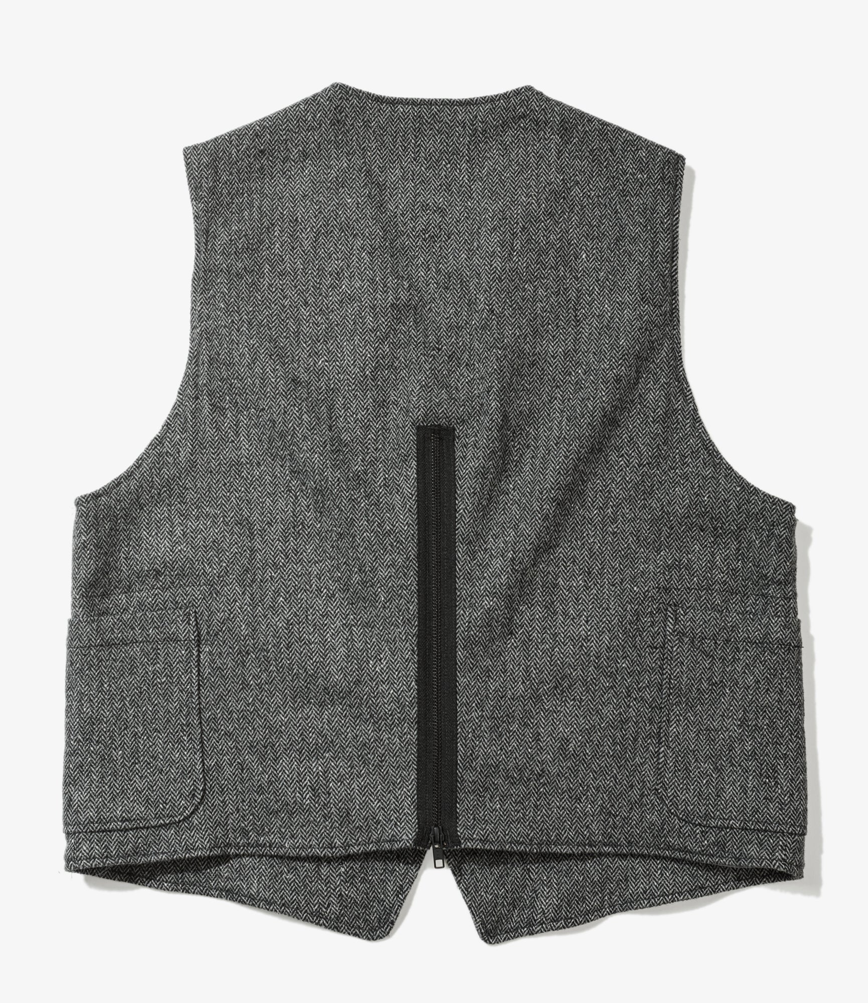 ODD Vest - Grey Poly Wool Herringbone