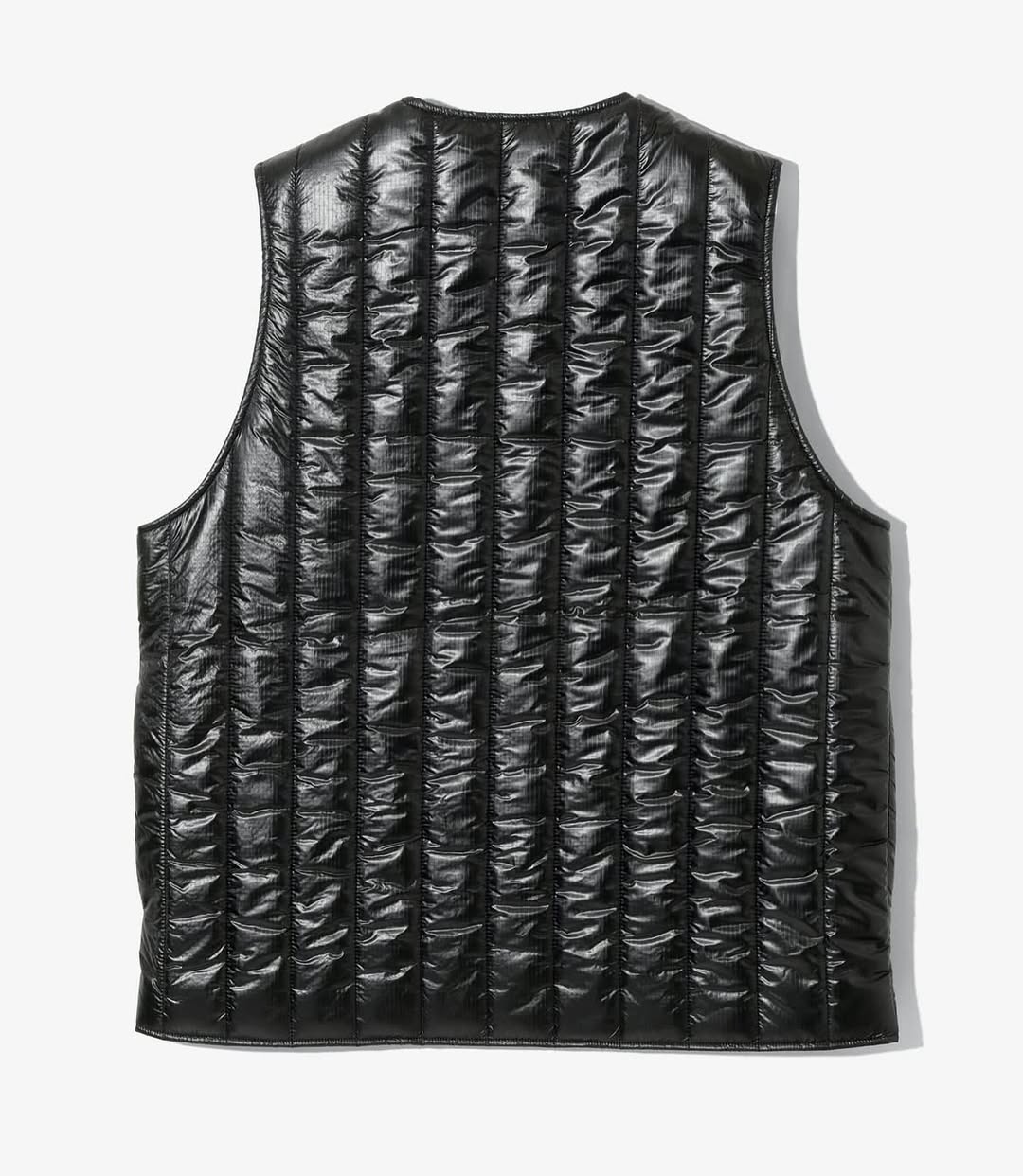 Quilted Crew Neck Vest - Black - Nylon Ripstop