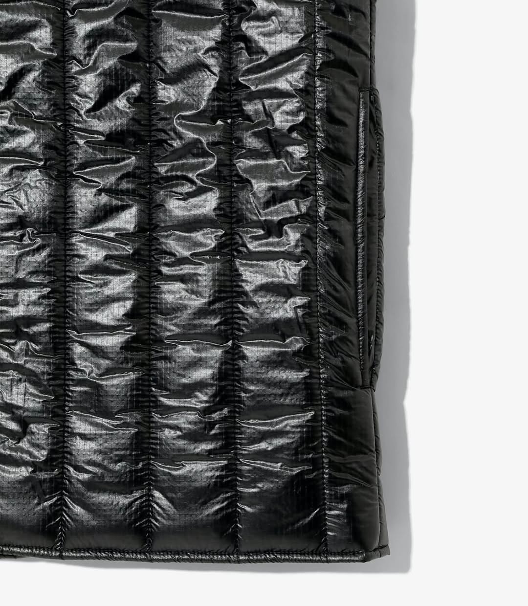 Quilted Crew Neck Vest - Black - Nylon Ripstop