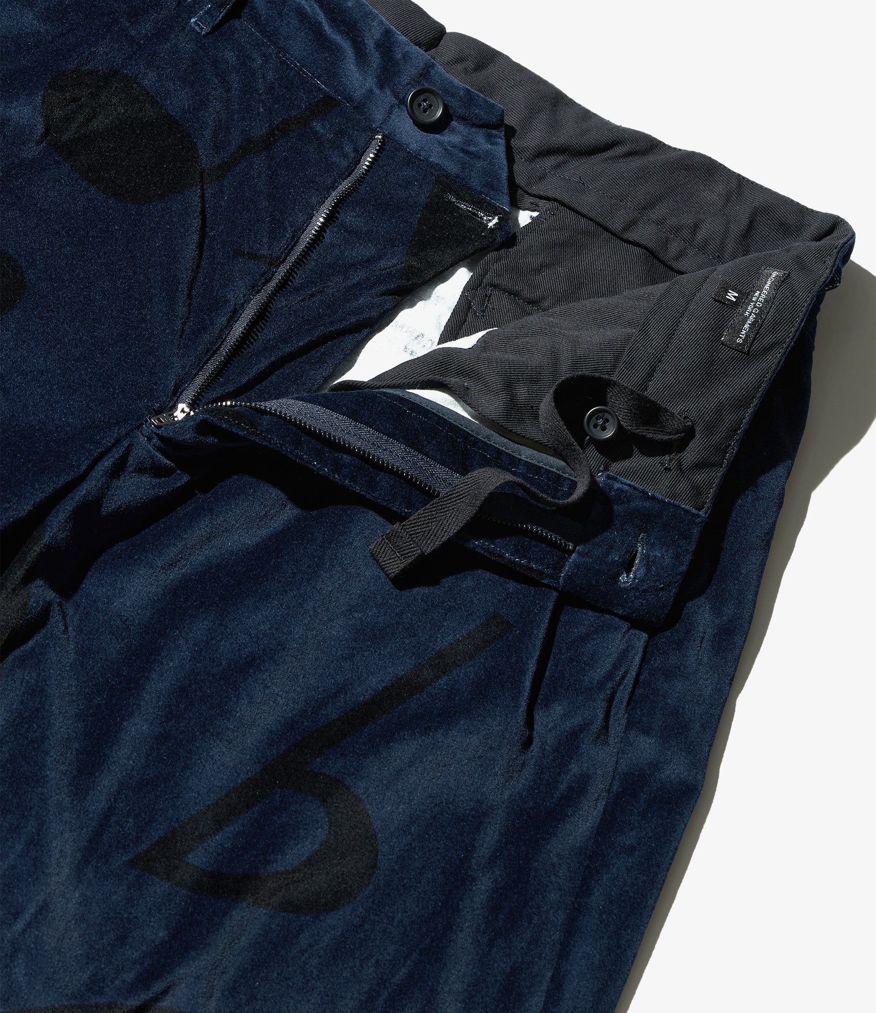 Andover Pant - Navy Cotton Printed Music Note Velveteen