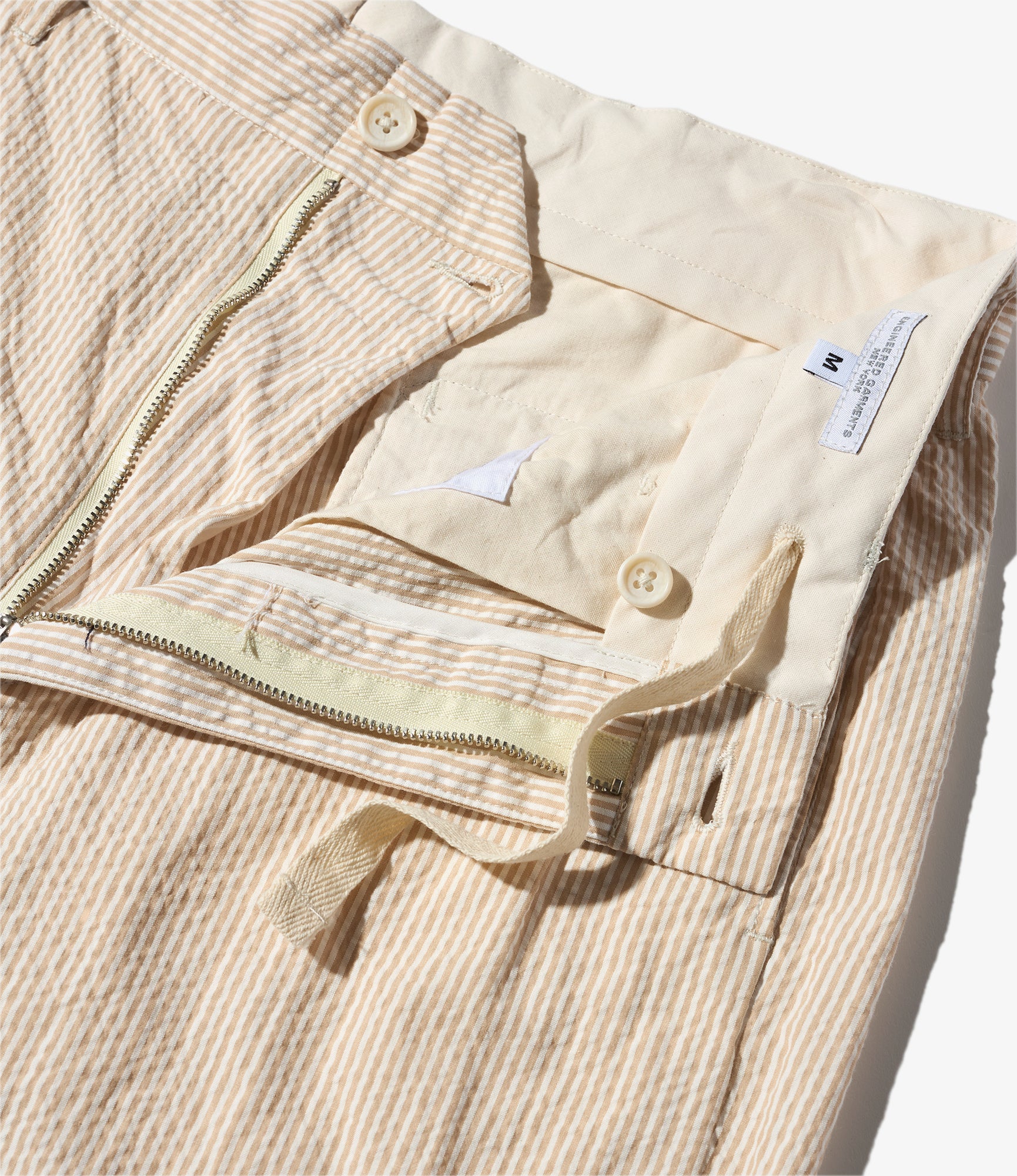 Andover Pant - Beige Cotton Seersucker Stripe