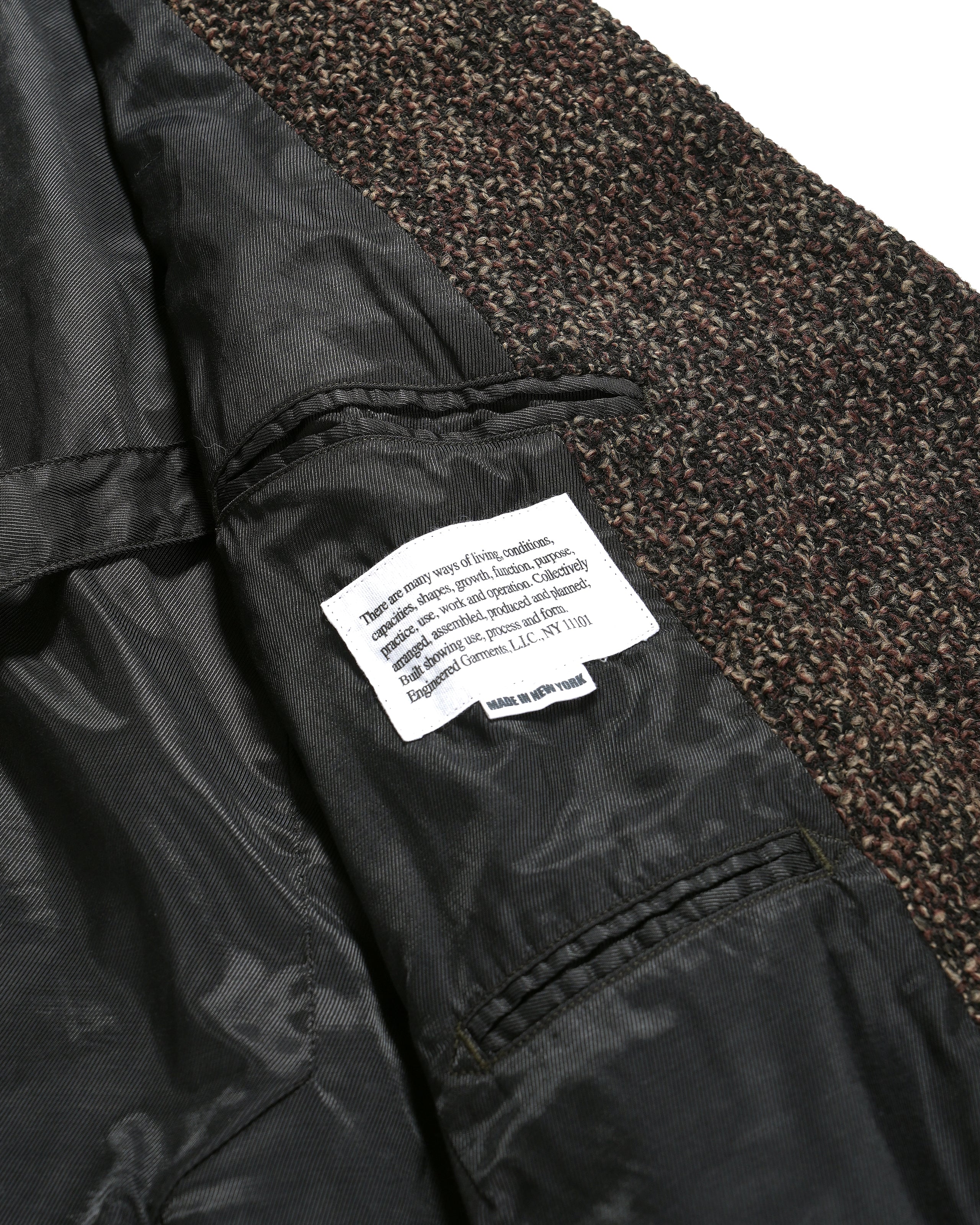 DB Jacket - Dk. Brown Polyester Wool Tweed Boucle