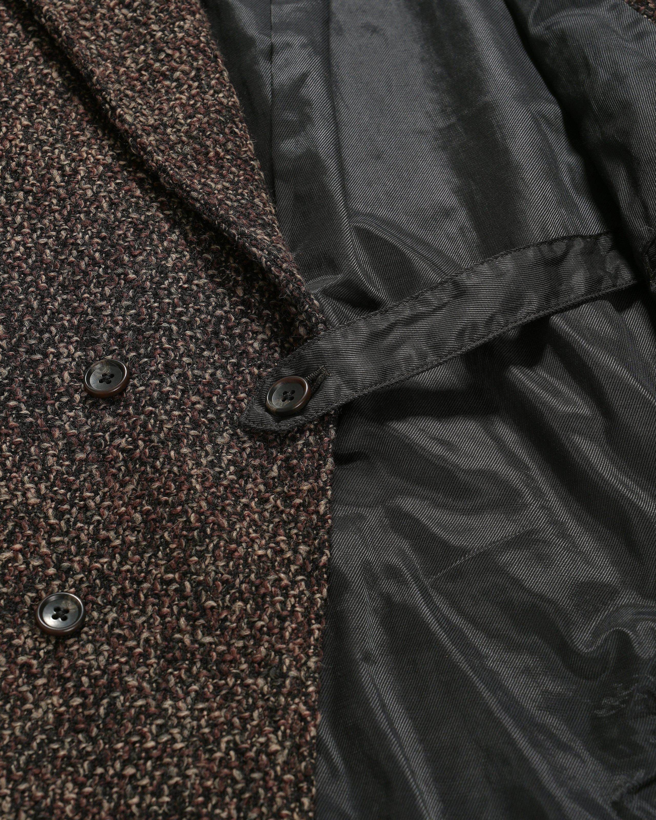 DB Jacket - Dk. Brown Polyester Wool Tweed Boucle