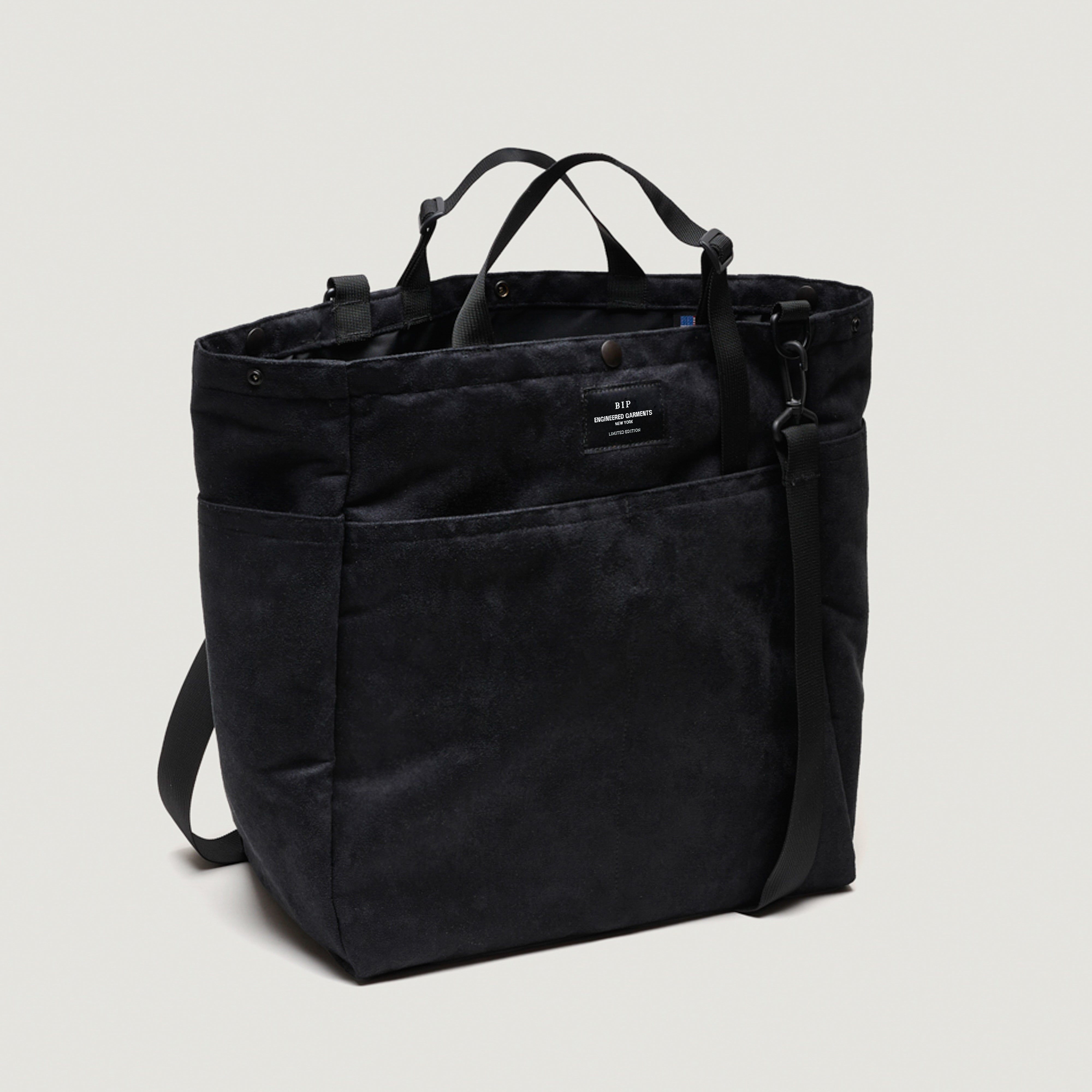 EG x BAGSINPROGRESS - Carry All Beach Bag - Black Polyester Fake Suede