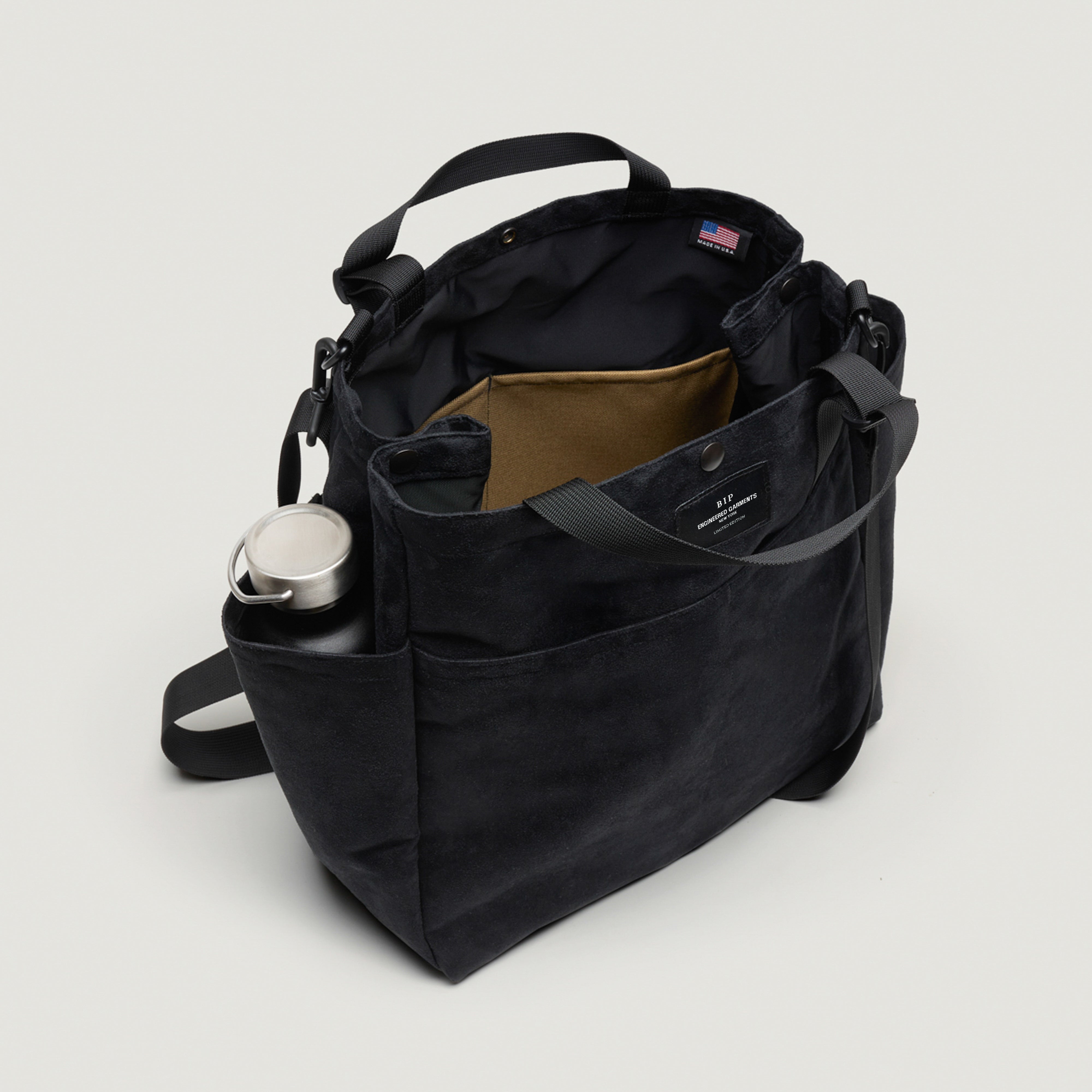 EG x BAGSINPROGRESS - Carry All Beach Bag - Black Polyester Fake Suede