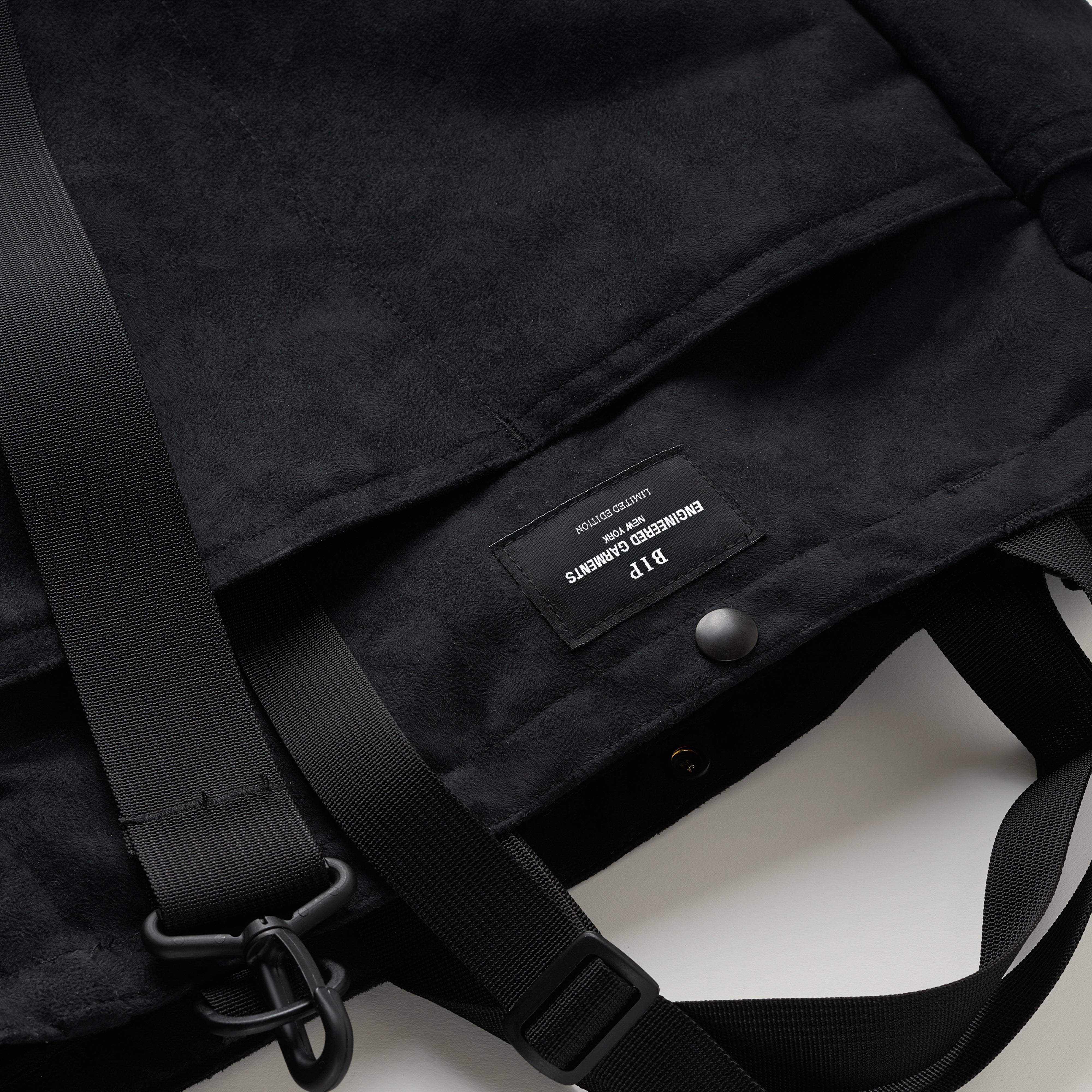 EG x BAGSINPROGRESS - Carry All Beach Bag - Black Polyester Fake Suede