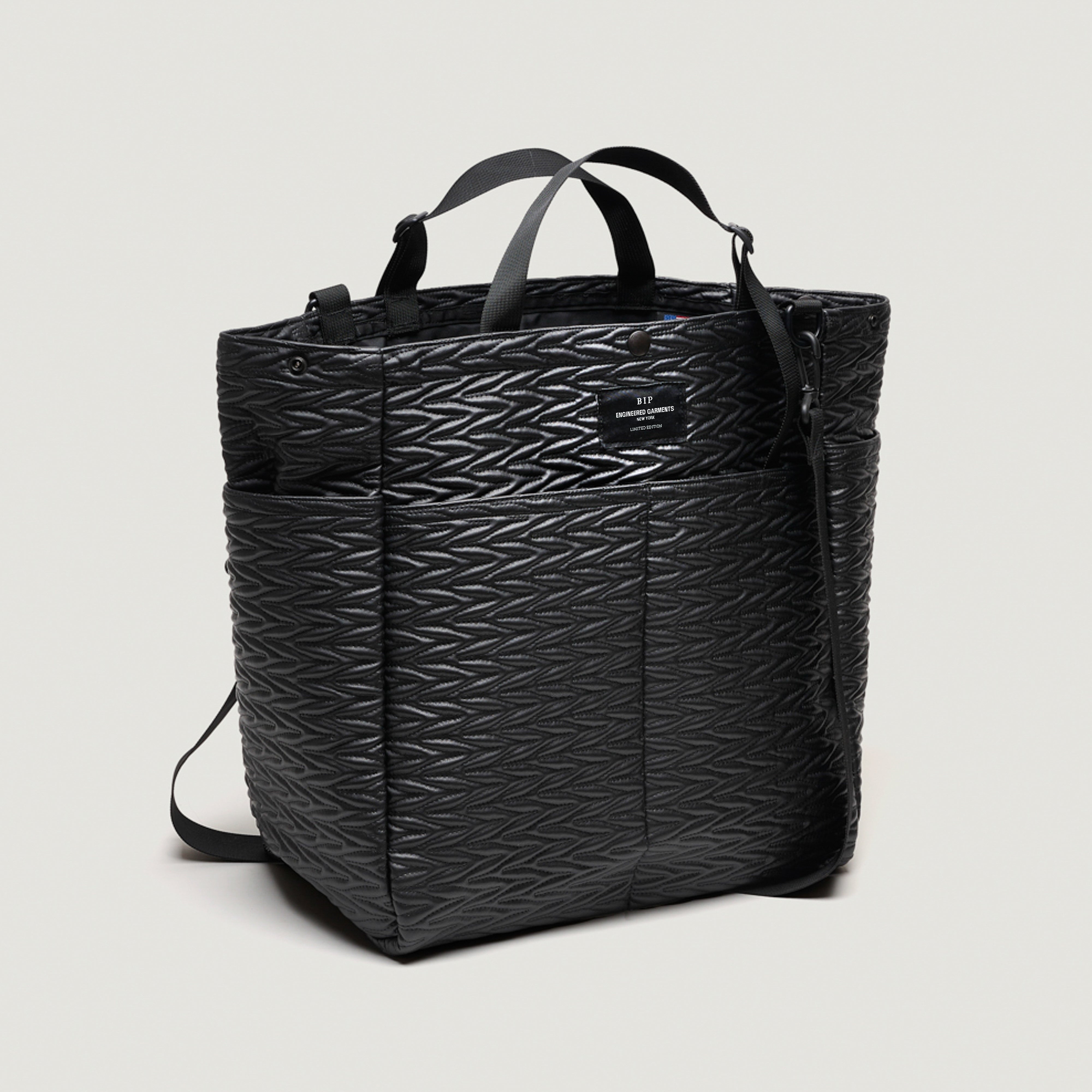 EG x BAGSINPROGRESS - Carry All Beach Bag - Black Quilted Fake Leather