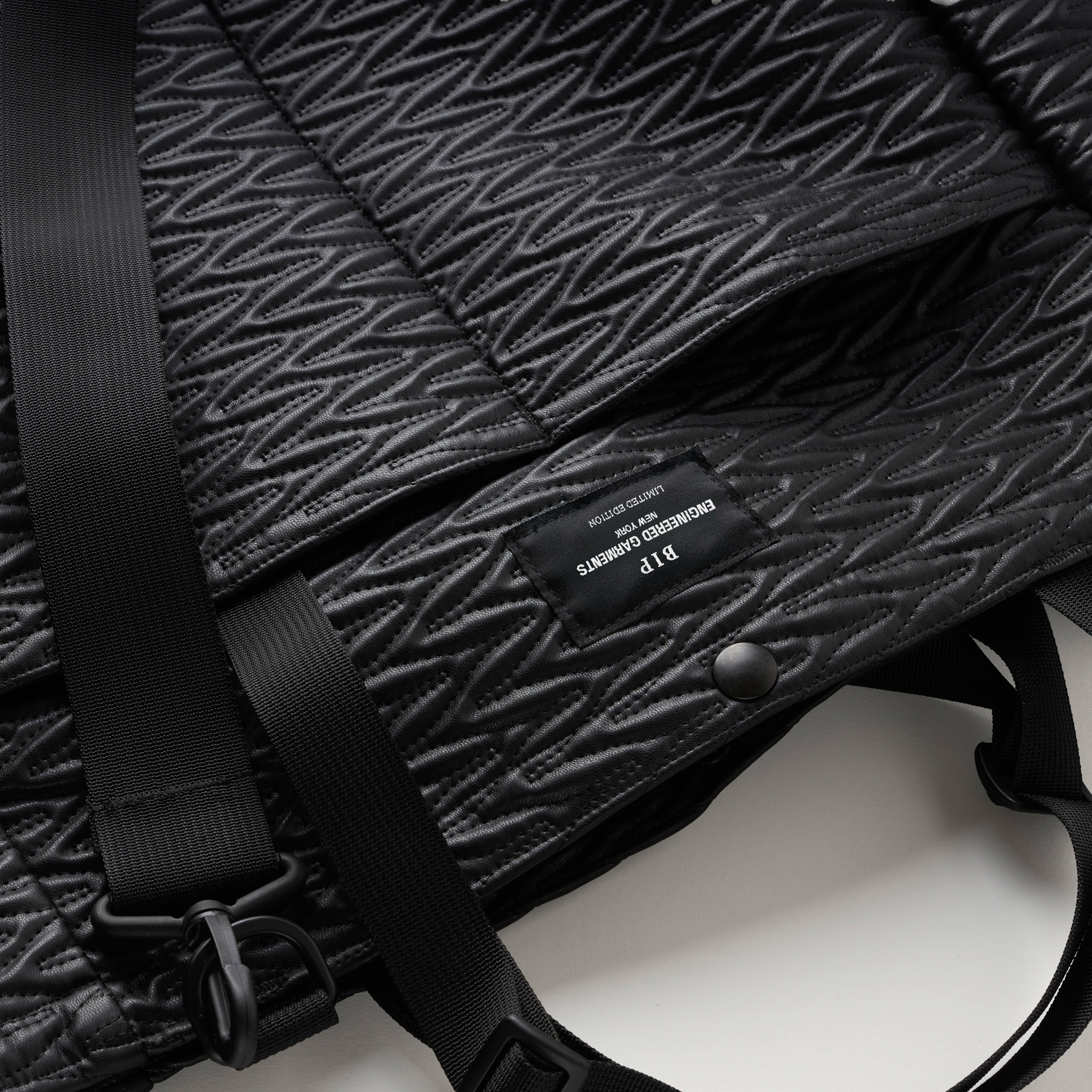 EG x BAGSINPROGRESS - Carry All Beach Bag - Black Quilted Fake Leather