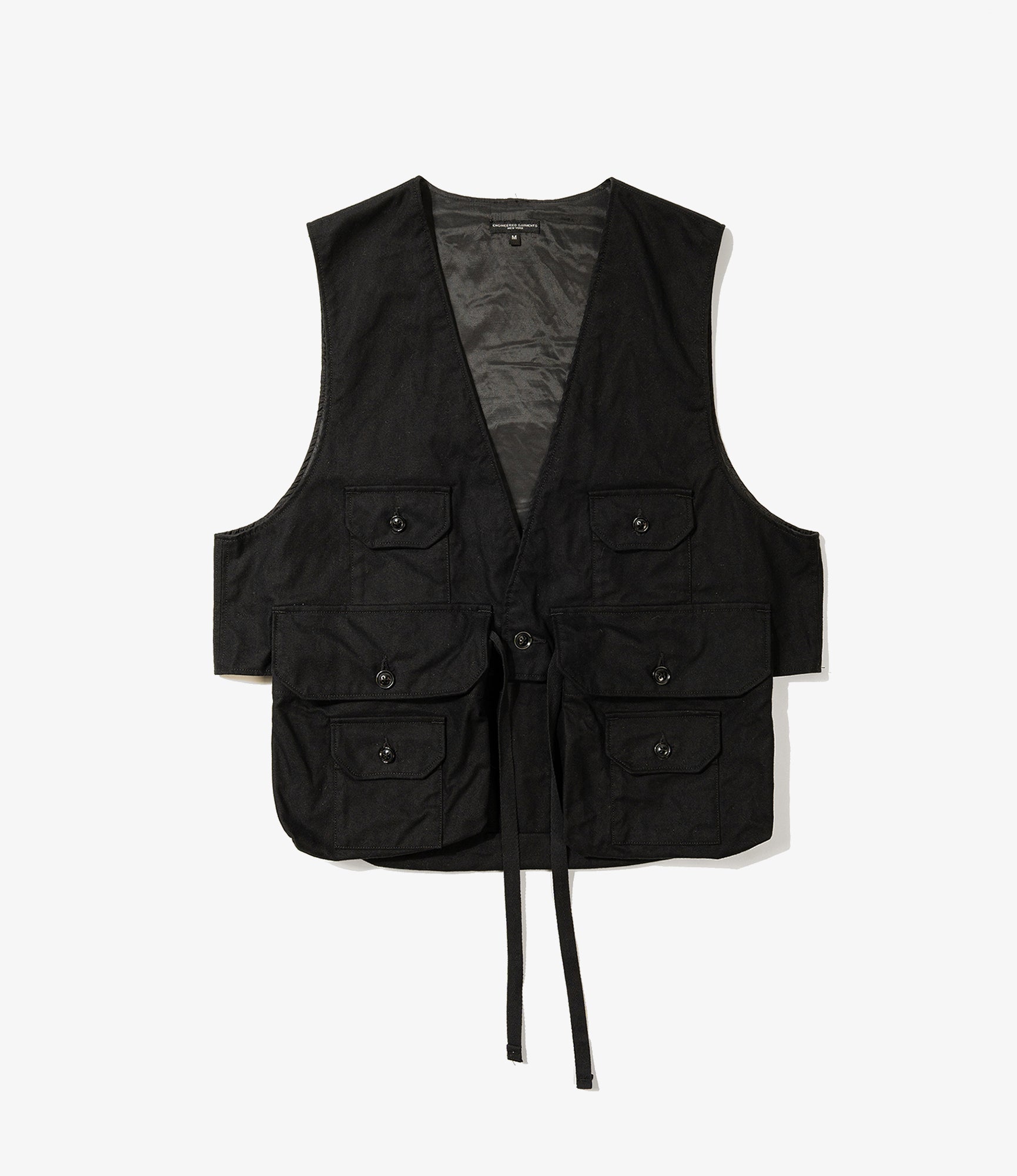 Fowl Vest - Black Cotton Brushed Herringbone