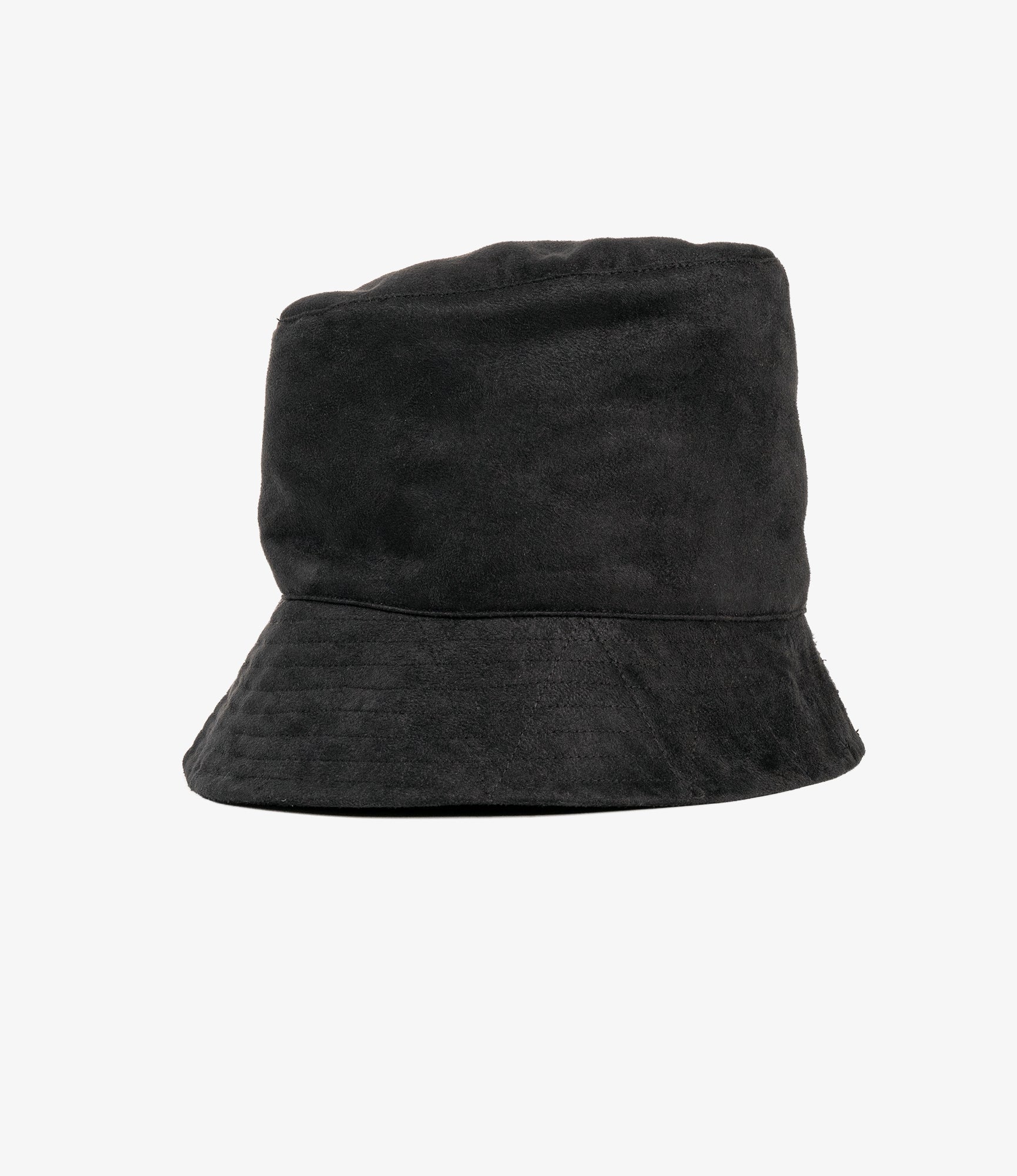 Bucket Hat - Black Polyester Fake Suede