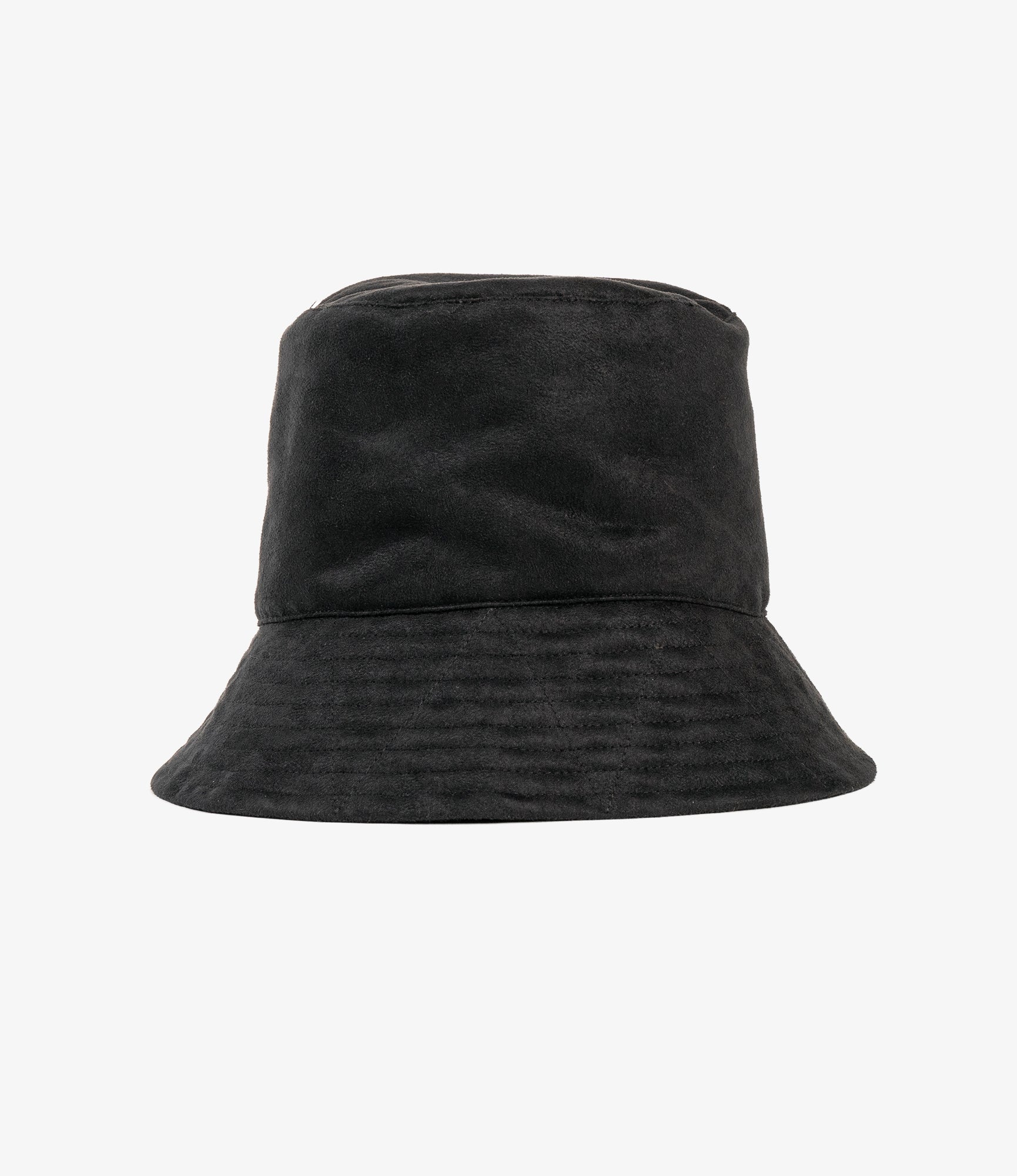 Bucket Hat - Black Polyester Fake Suede