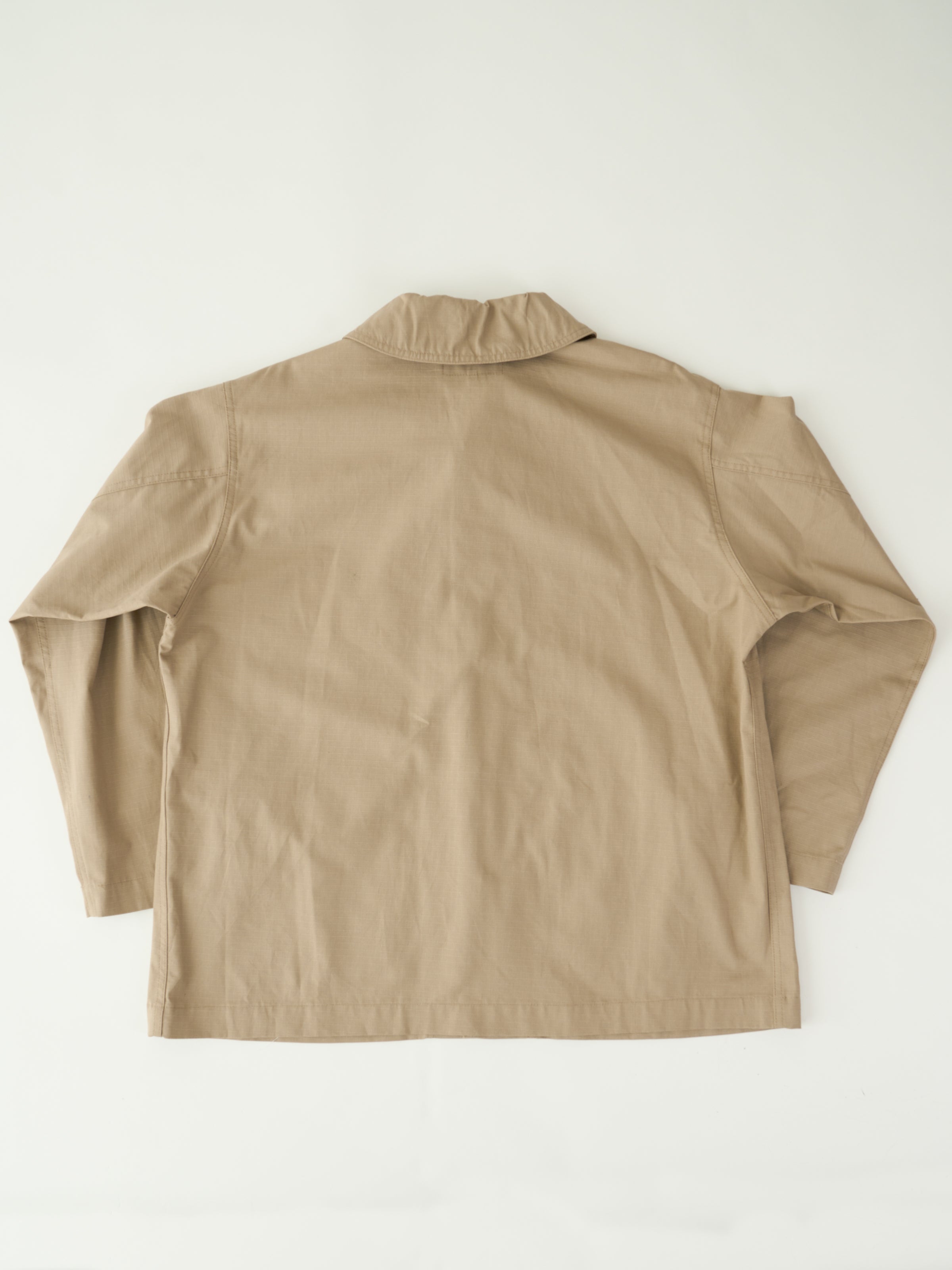 Shawl Collar Jacket - Khaki Cotton Ripstop
