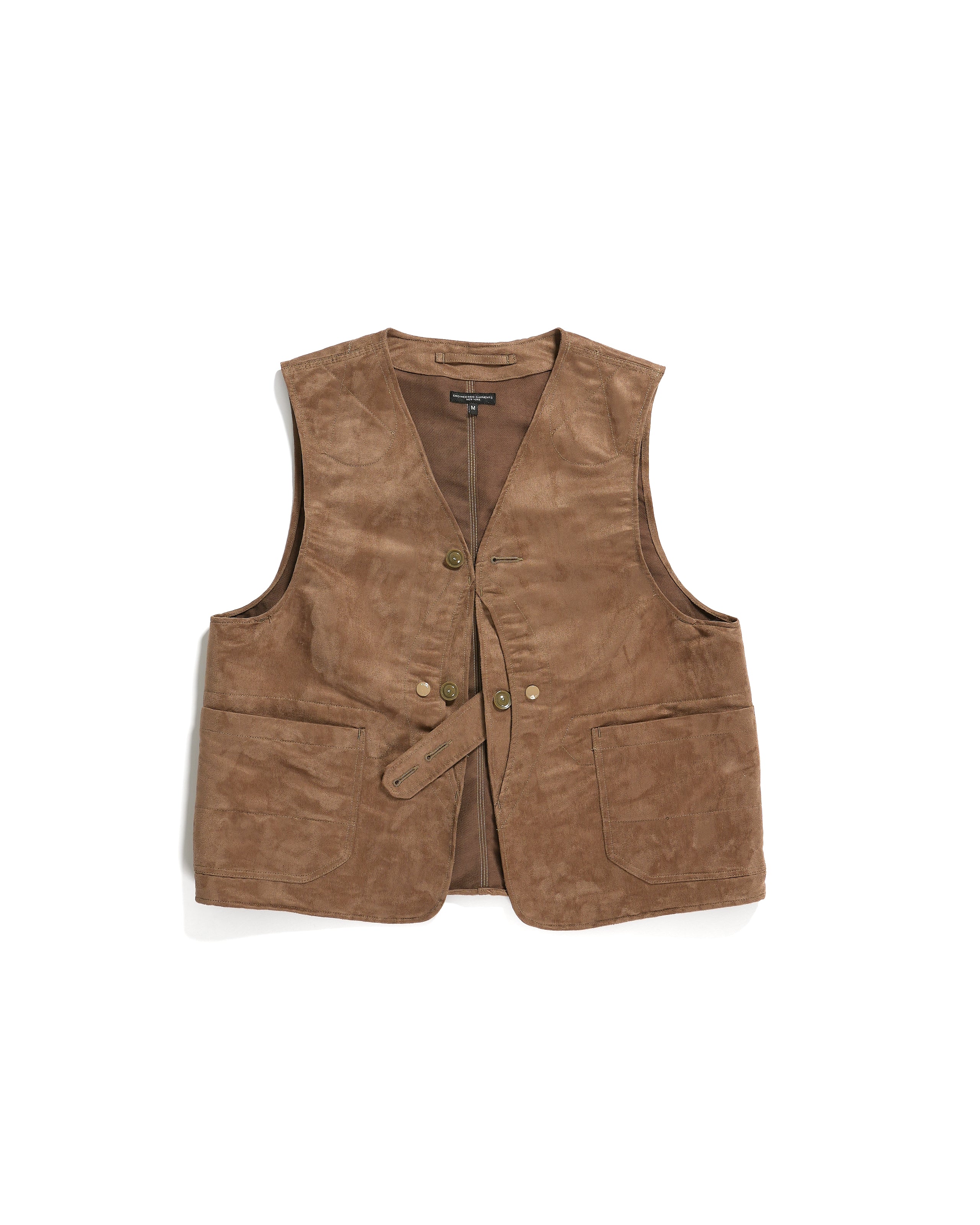 Upland Vest - Khaki Polyester Fake Suede | Nepenthes New York