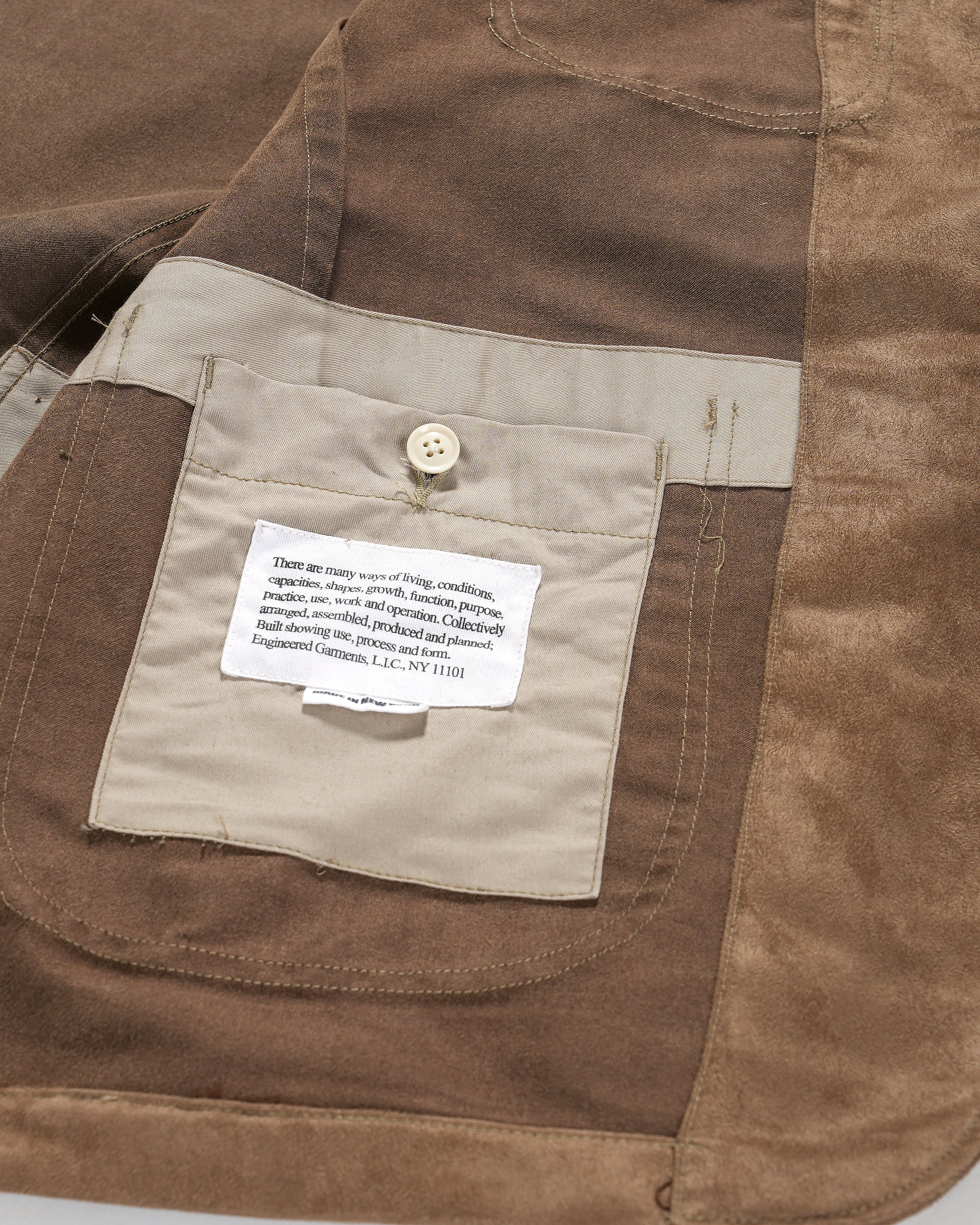 Bedford Jacket - Khaki Polyester Fake Suede