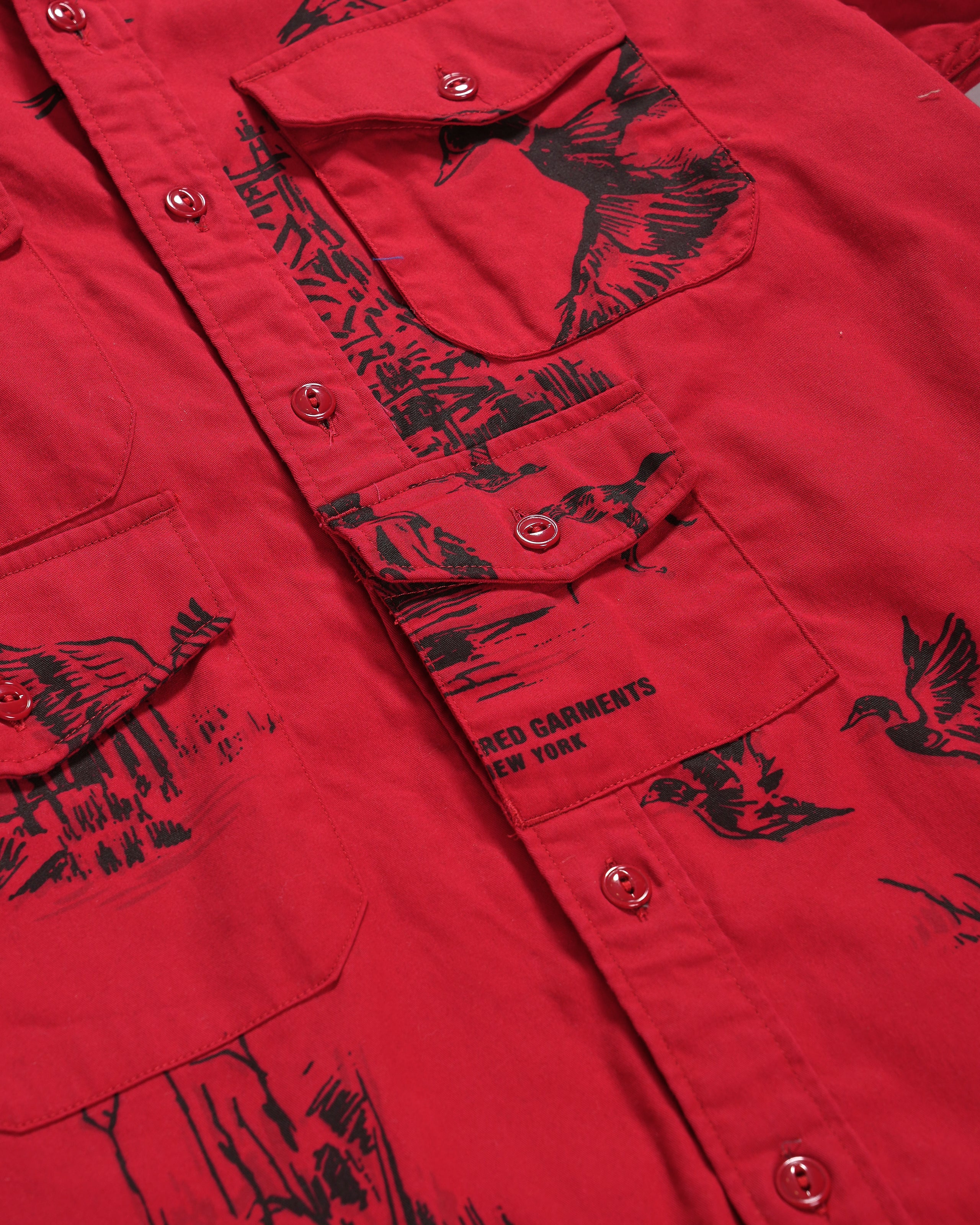 North Western Shirt - Red Hunting Print French Twill