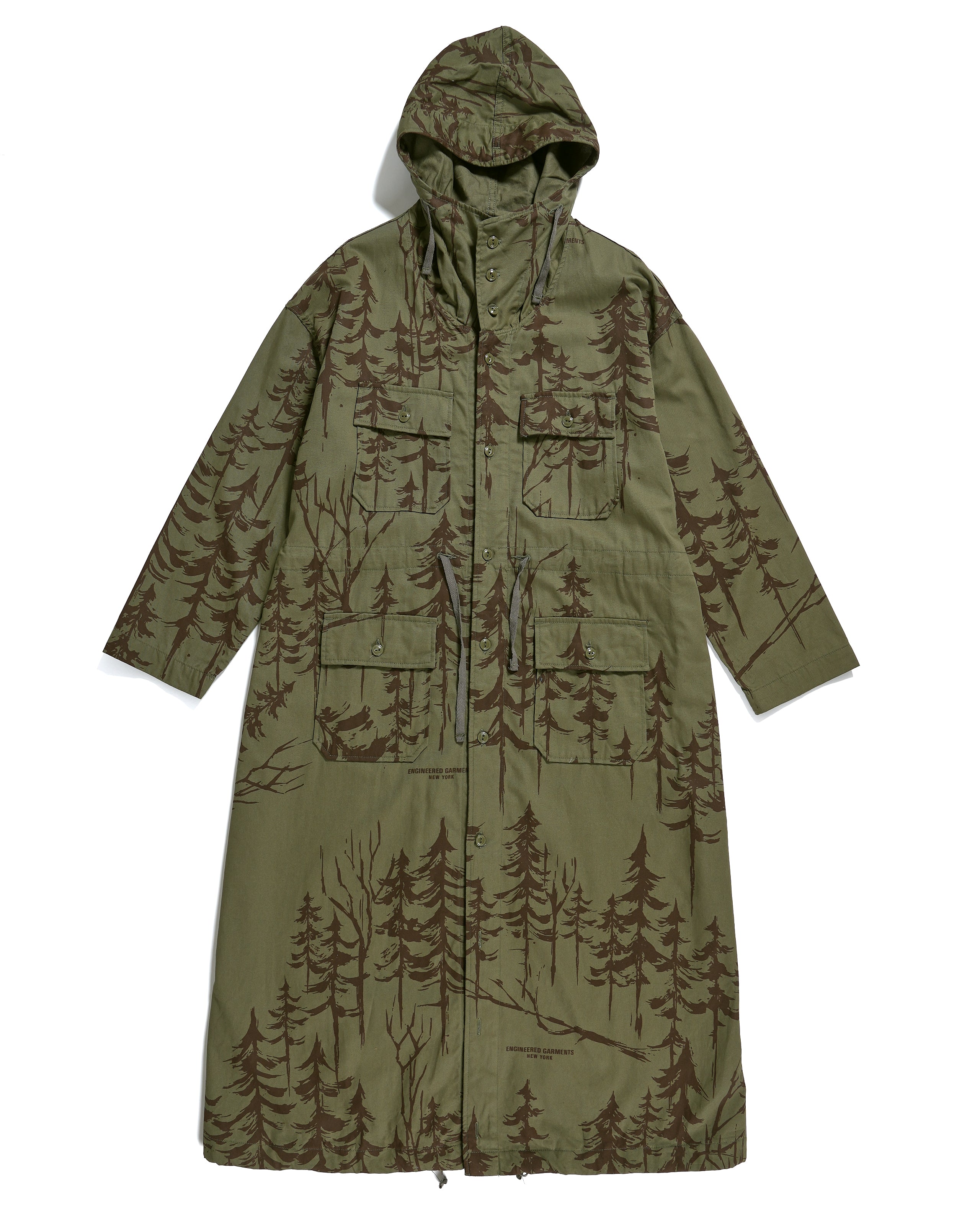 Cagoule Dress - Olive Forest Print French Twill | Nepenthes New York