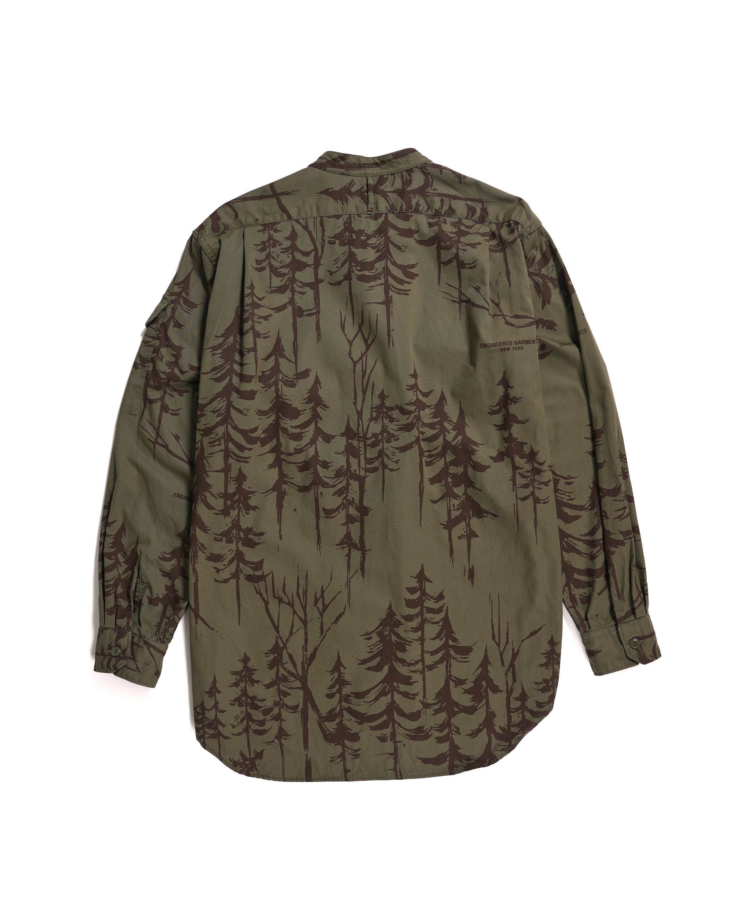 North Western Shirt - Olive Forest Print French Twill