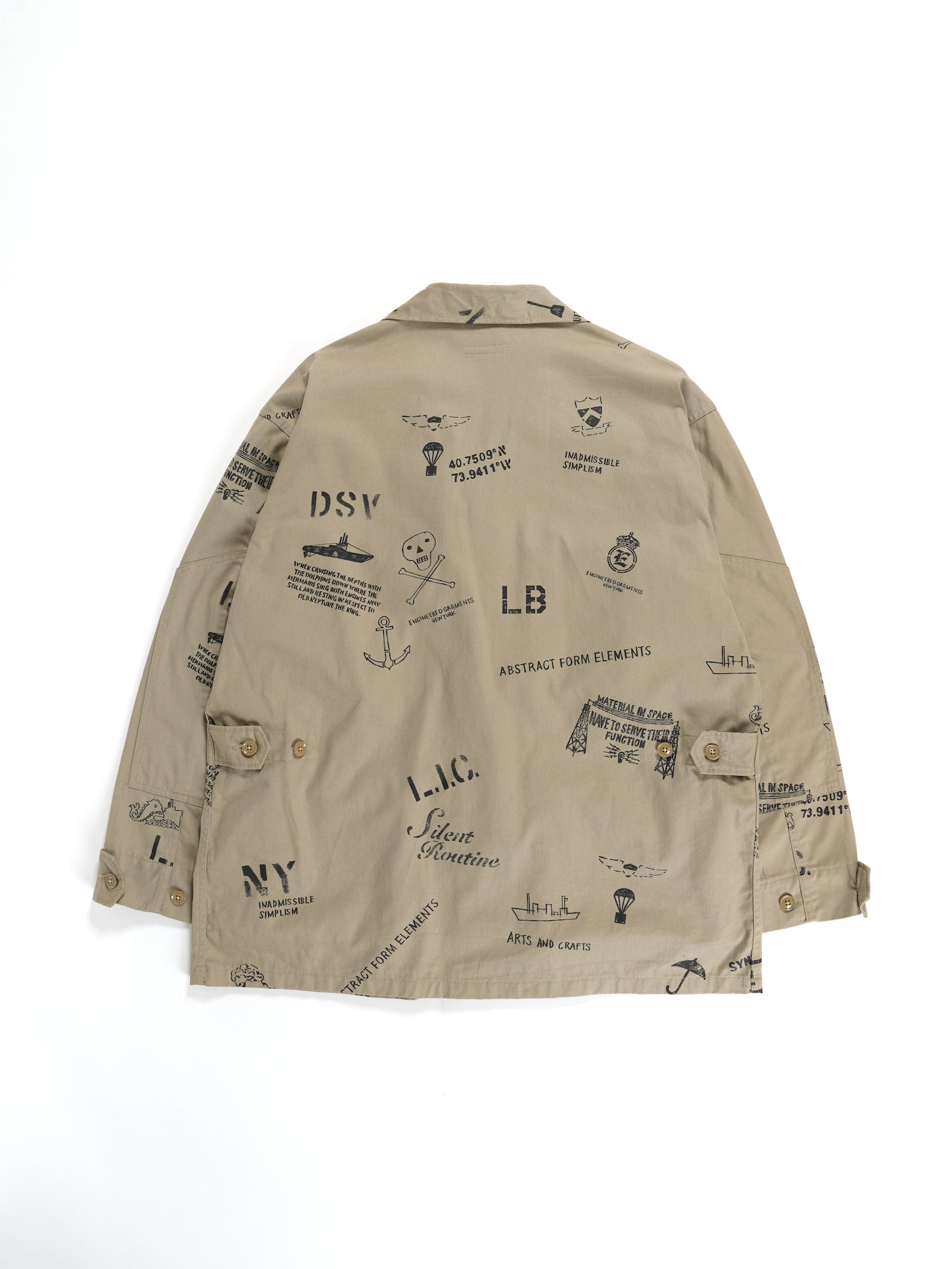 BDU Jacket - Khaki Graffiti Print Flat Twill