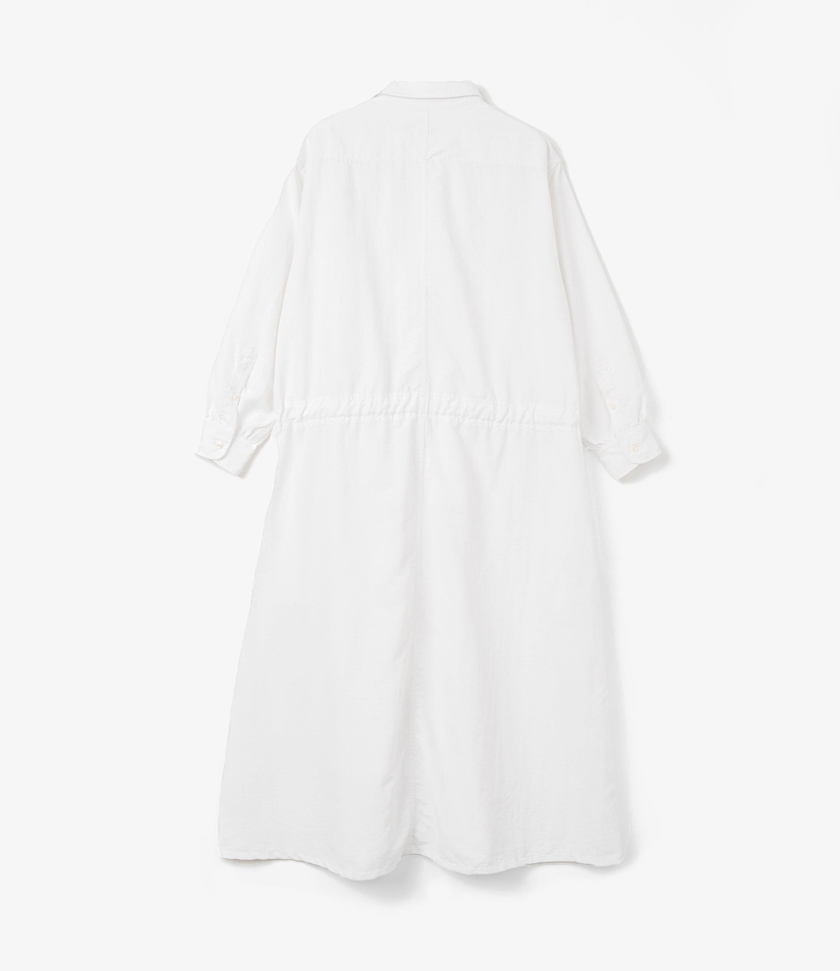 The Button Down Dress - White Nylon 4ply Taslan