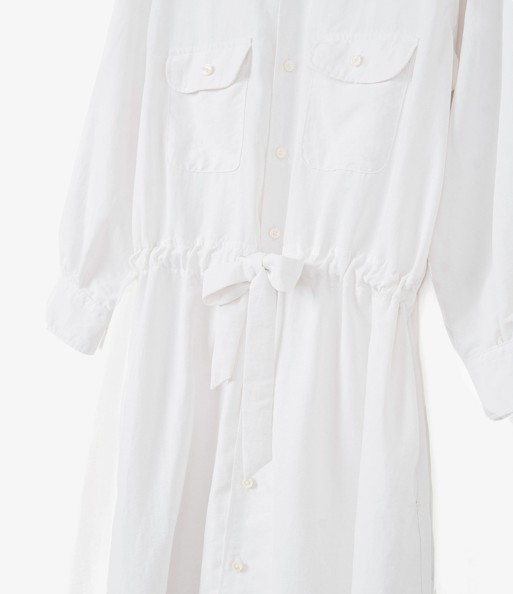 The Button Down Dress - White Nylon 4ply Taslan