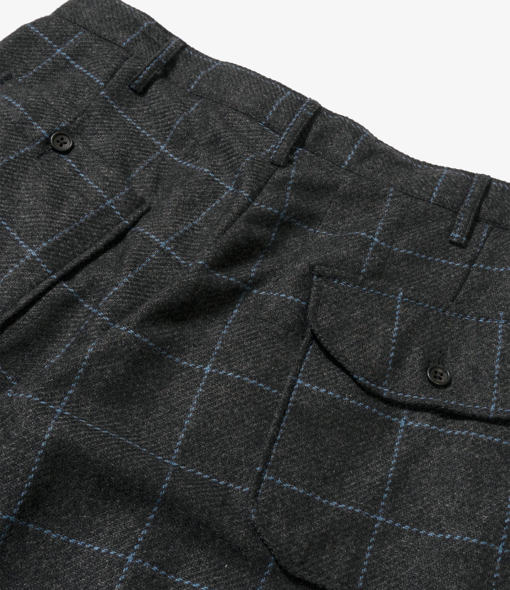 Carlyle Pant - Charcoal/Lt.Blue Wool Poly Windowpane