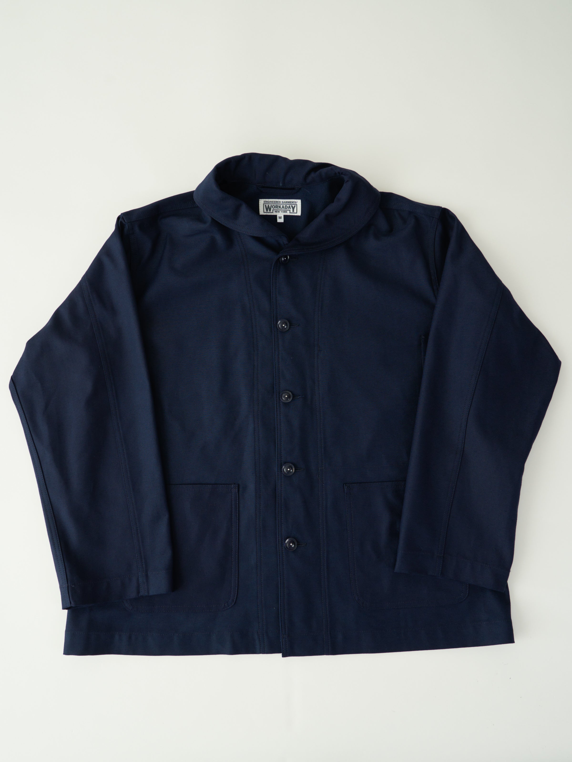 Shawl Collar Jacket - Dark Navy Cotton Reverse Sateen
