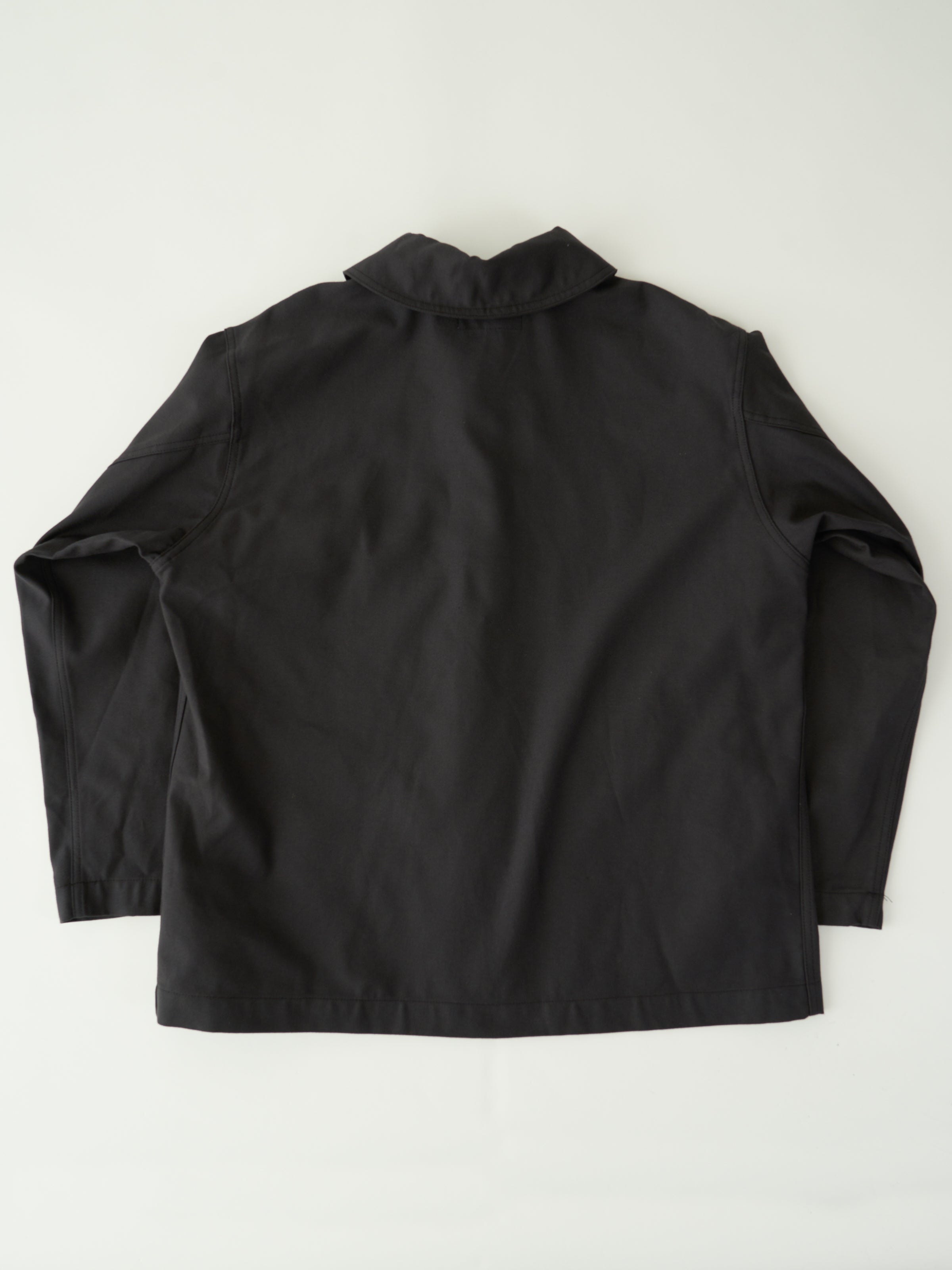 Shawl Collar Jacket - Black Cotton Reverse Sateen