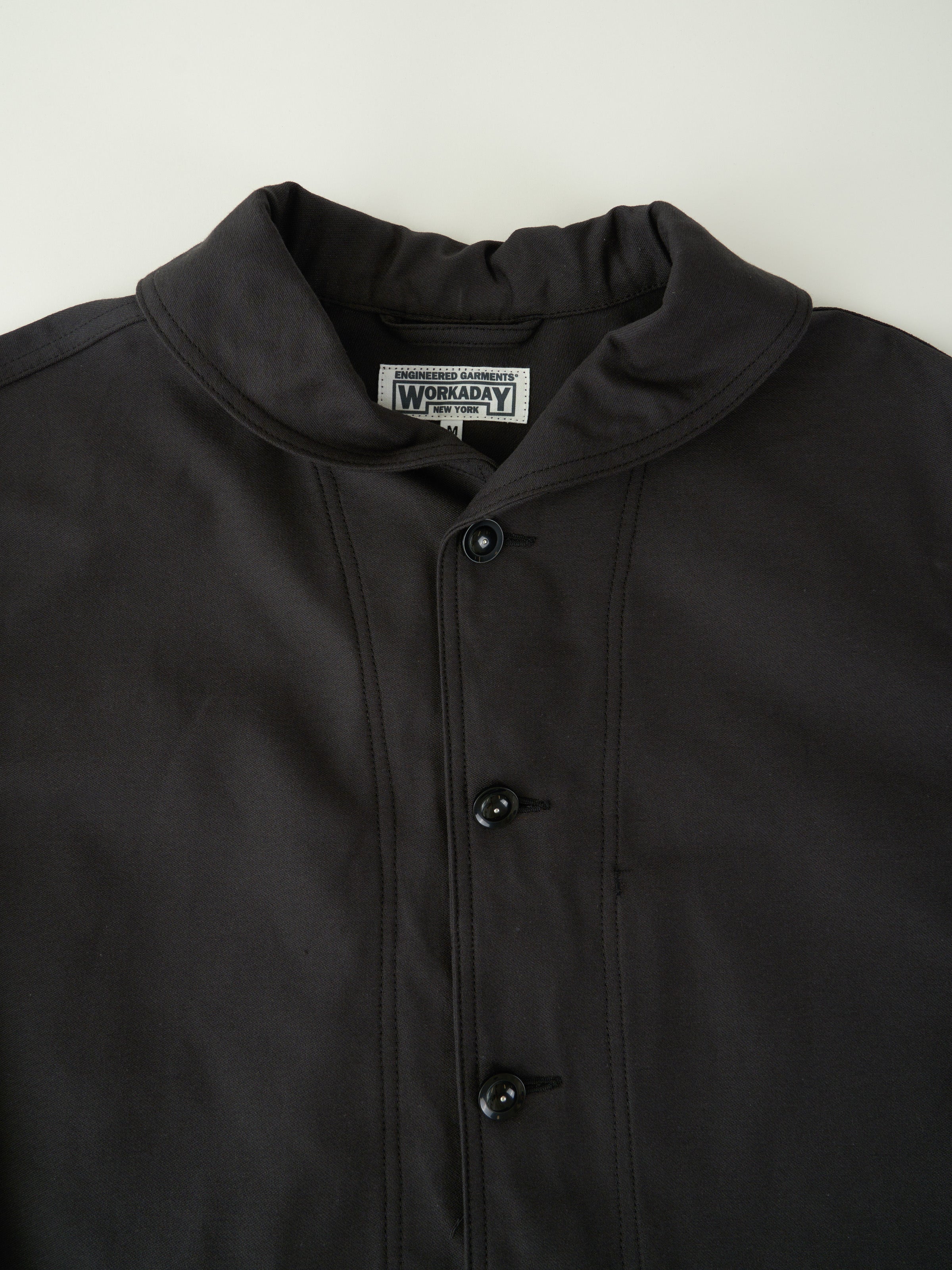 Shawl Collar Jacket - Black Cotton Reverse Sateen