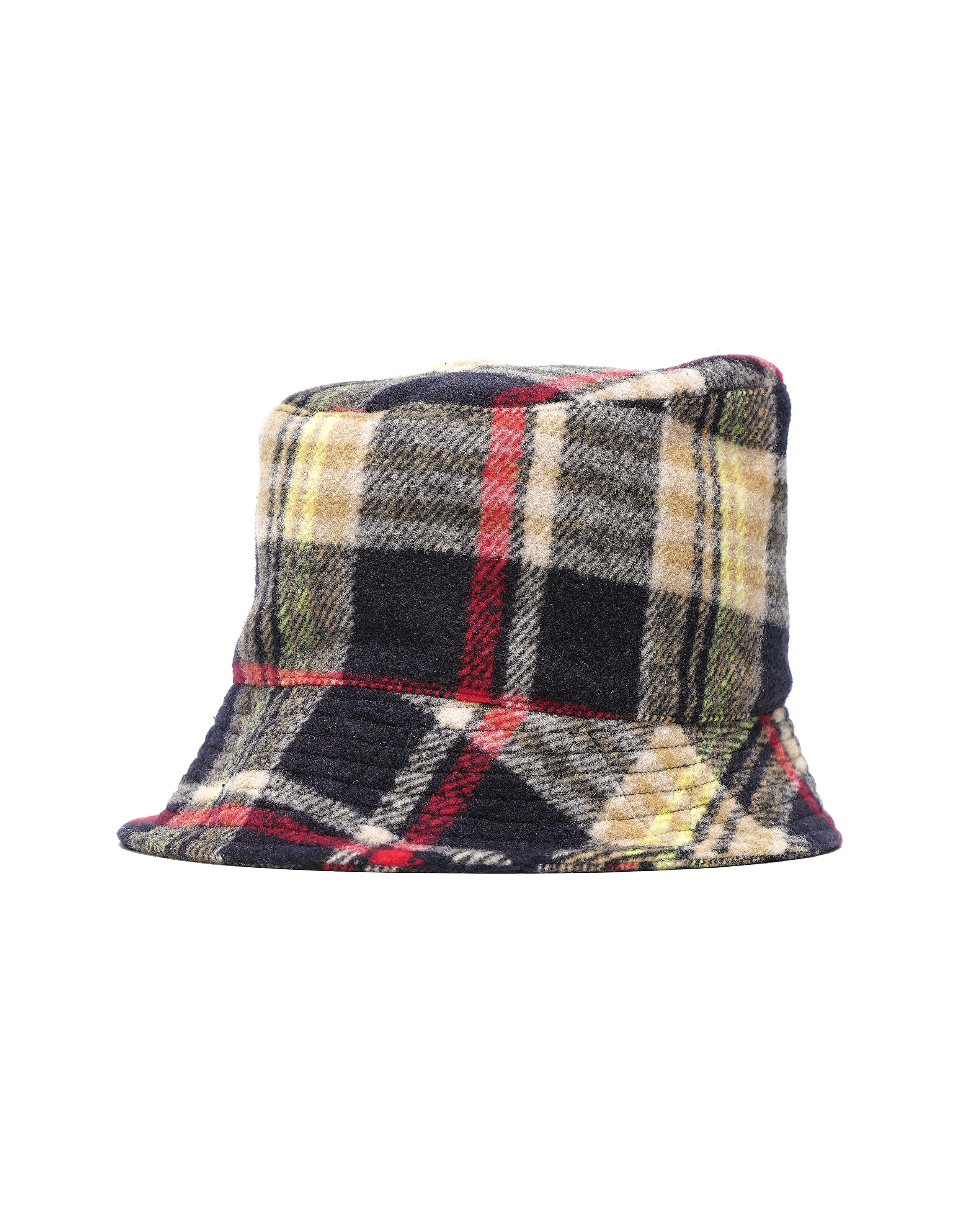 Bucket Hat - Navy / Red Polyester Heavy Plaid