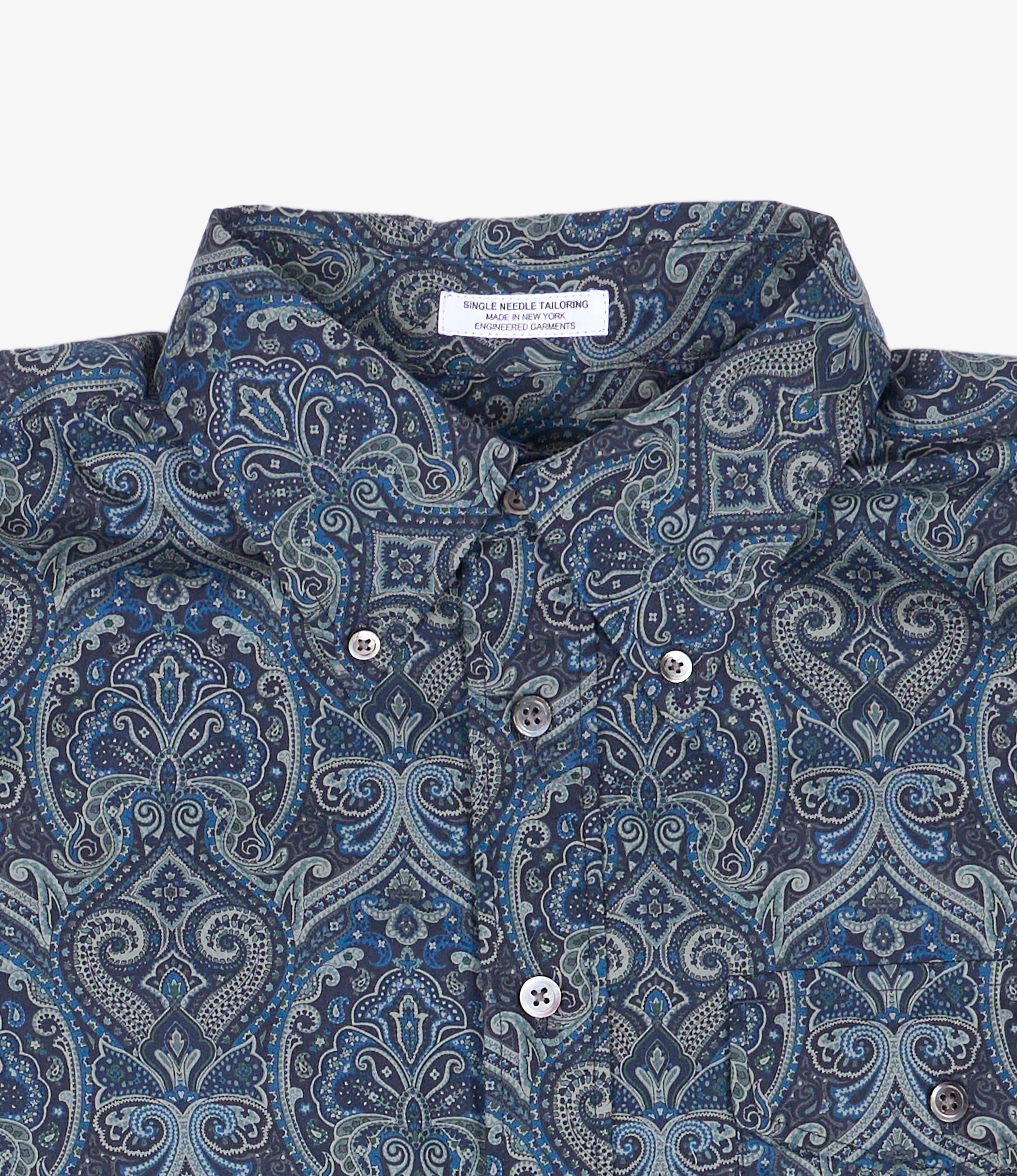 Nepenthes Special - Ivy BD Shirt - Navy Cotton Paisley Print