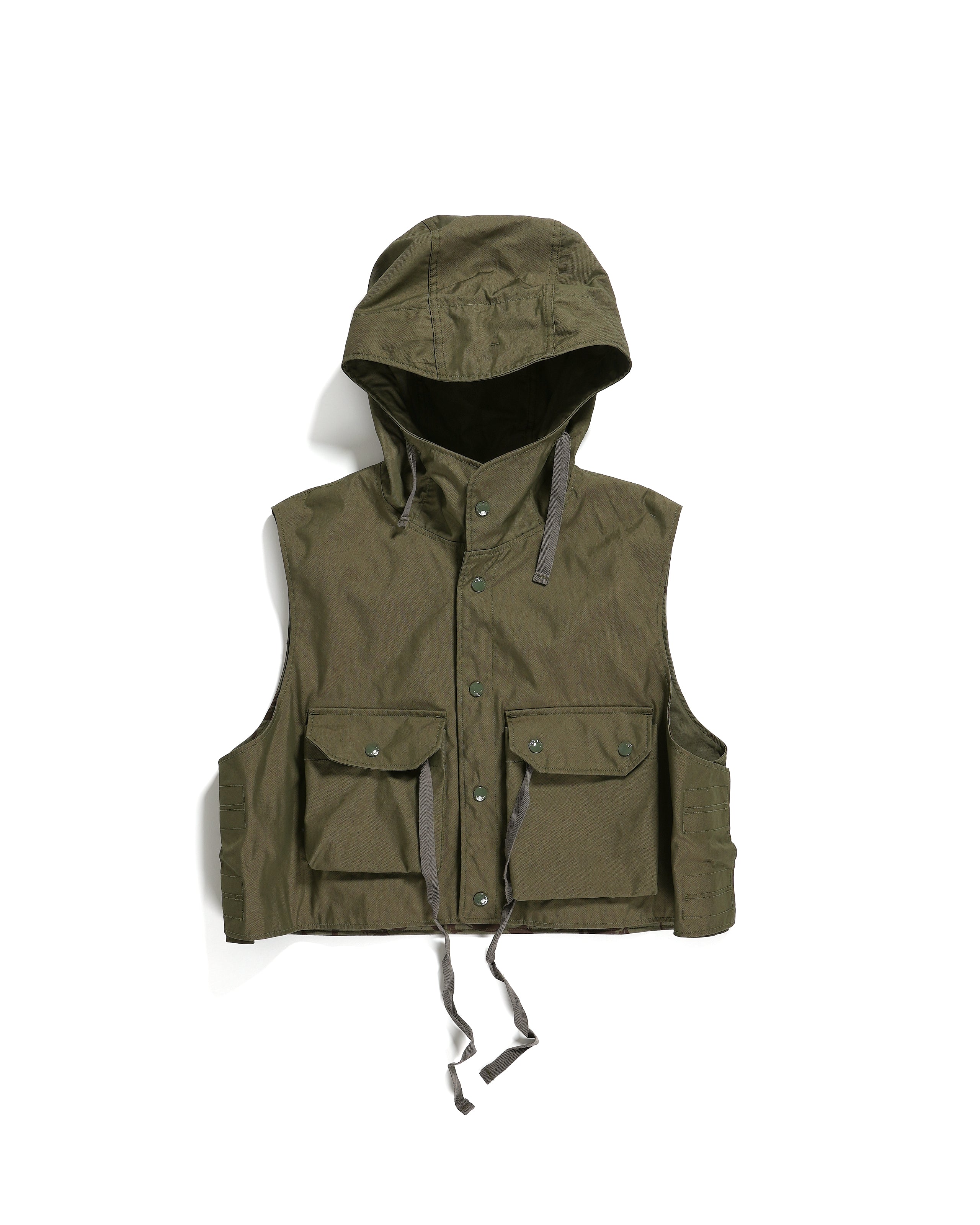 Hooded Short Vest - Olive CP Weather Poplin