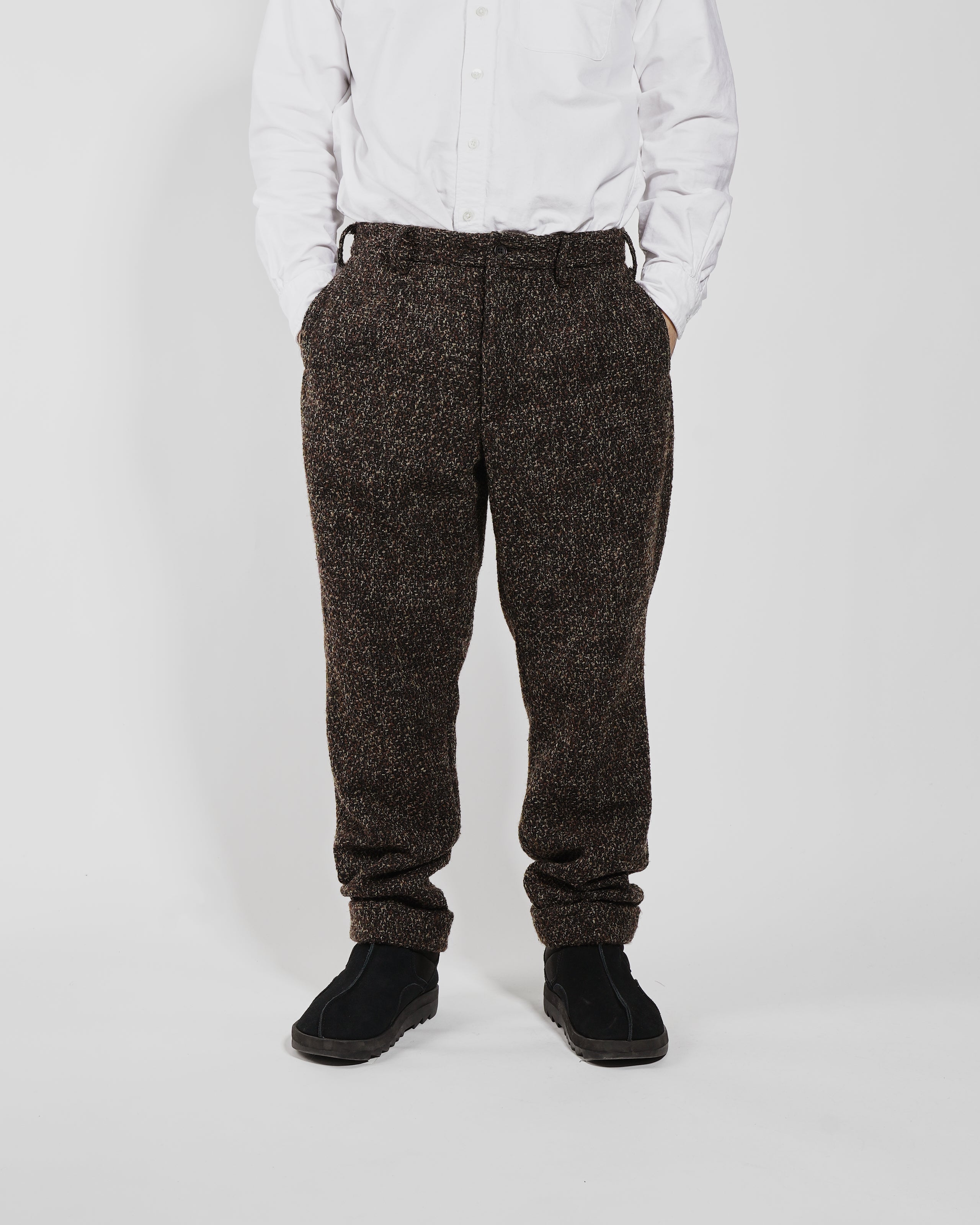 Andover Pant   Dark Brown Polyester Wool Tweed   Nepenthes New York