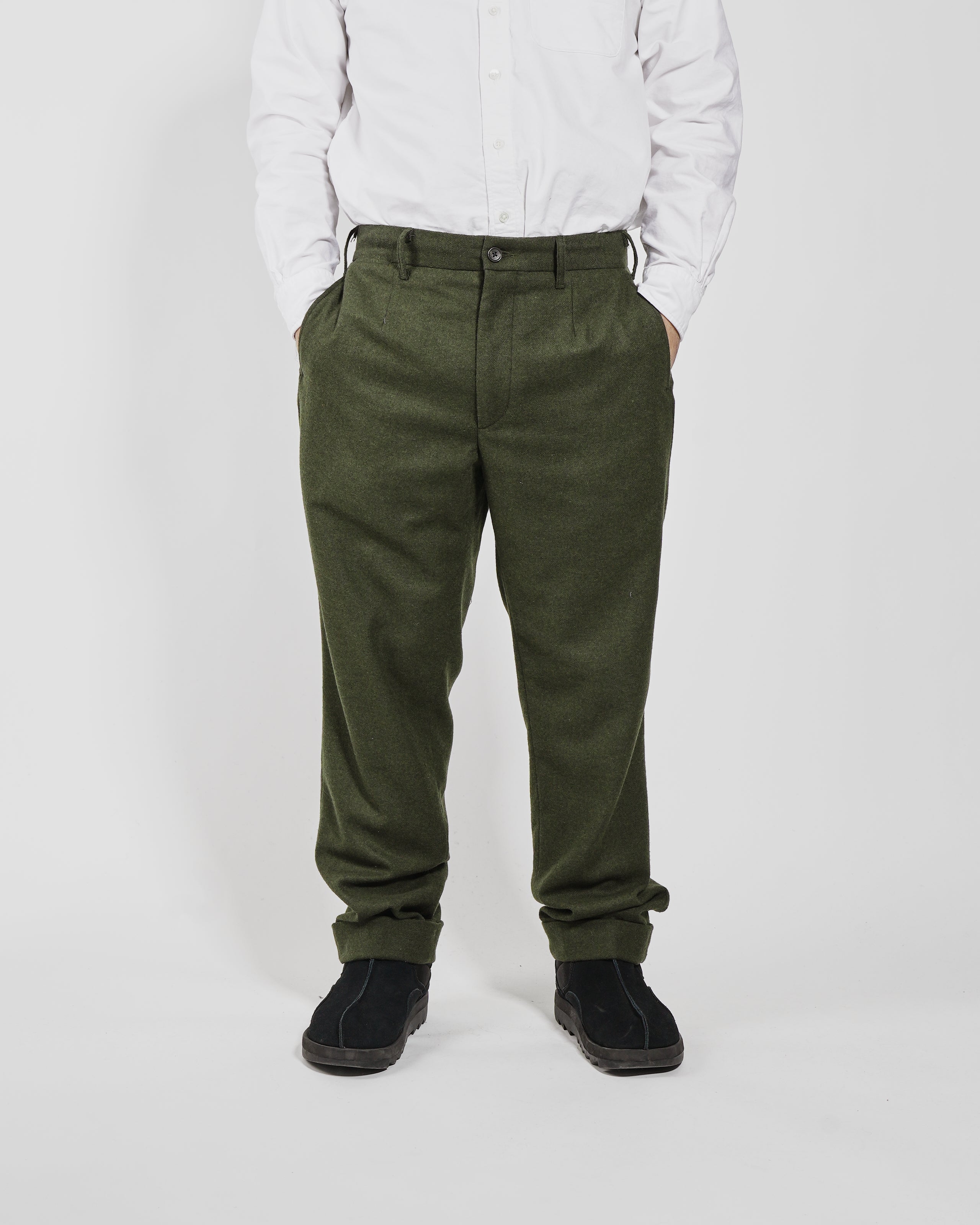 Andover Pant - Olive Solid Poly Wool Flannel