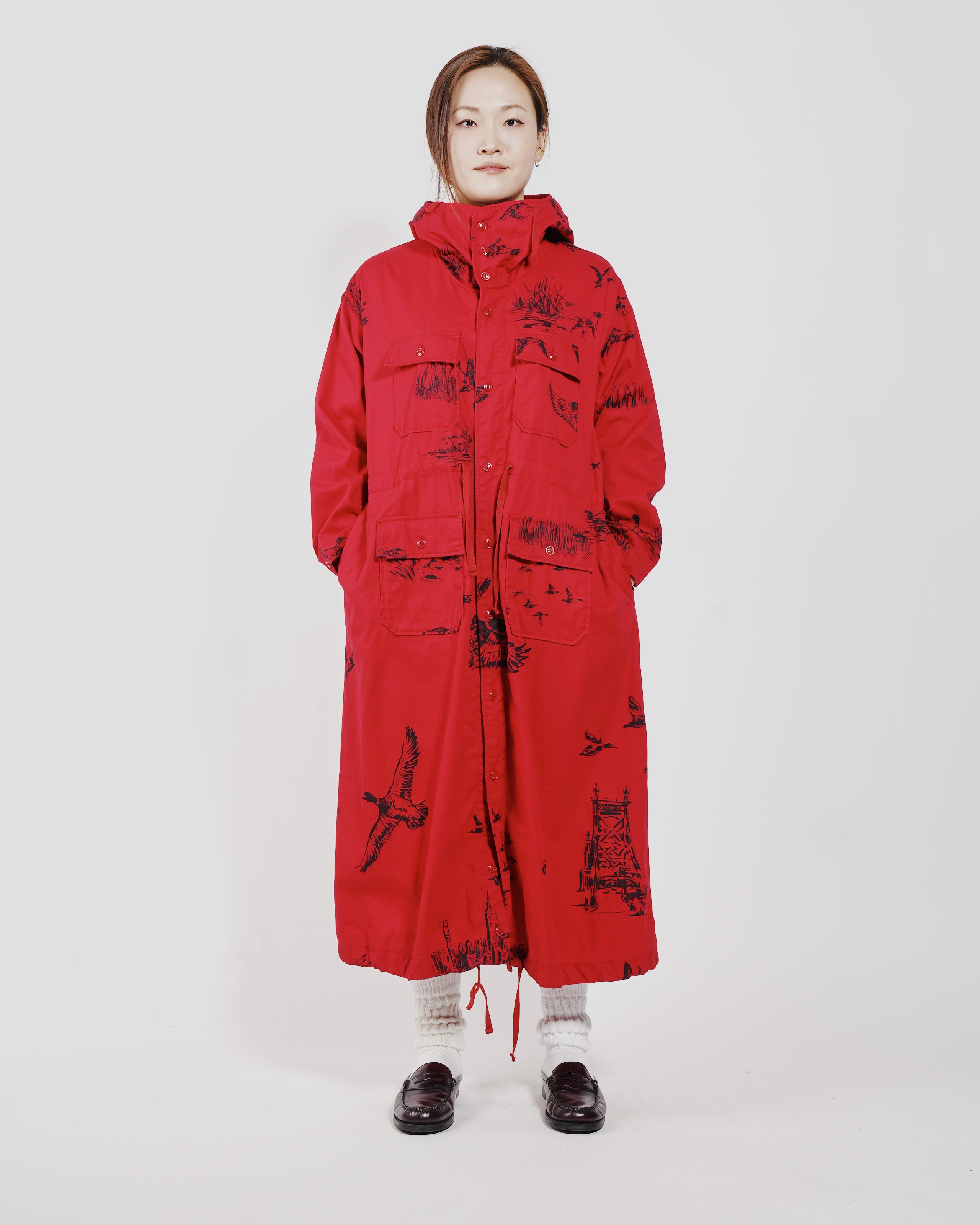 Cagoule Dress - Red Hunting Print French Twill