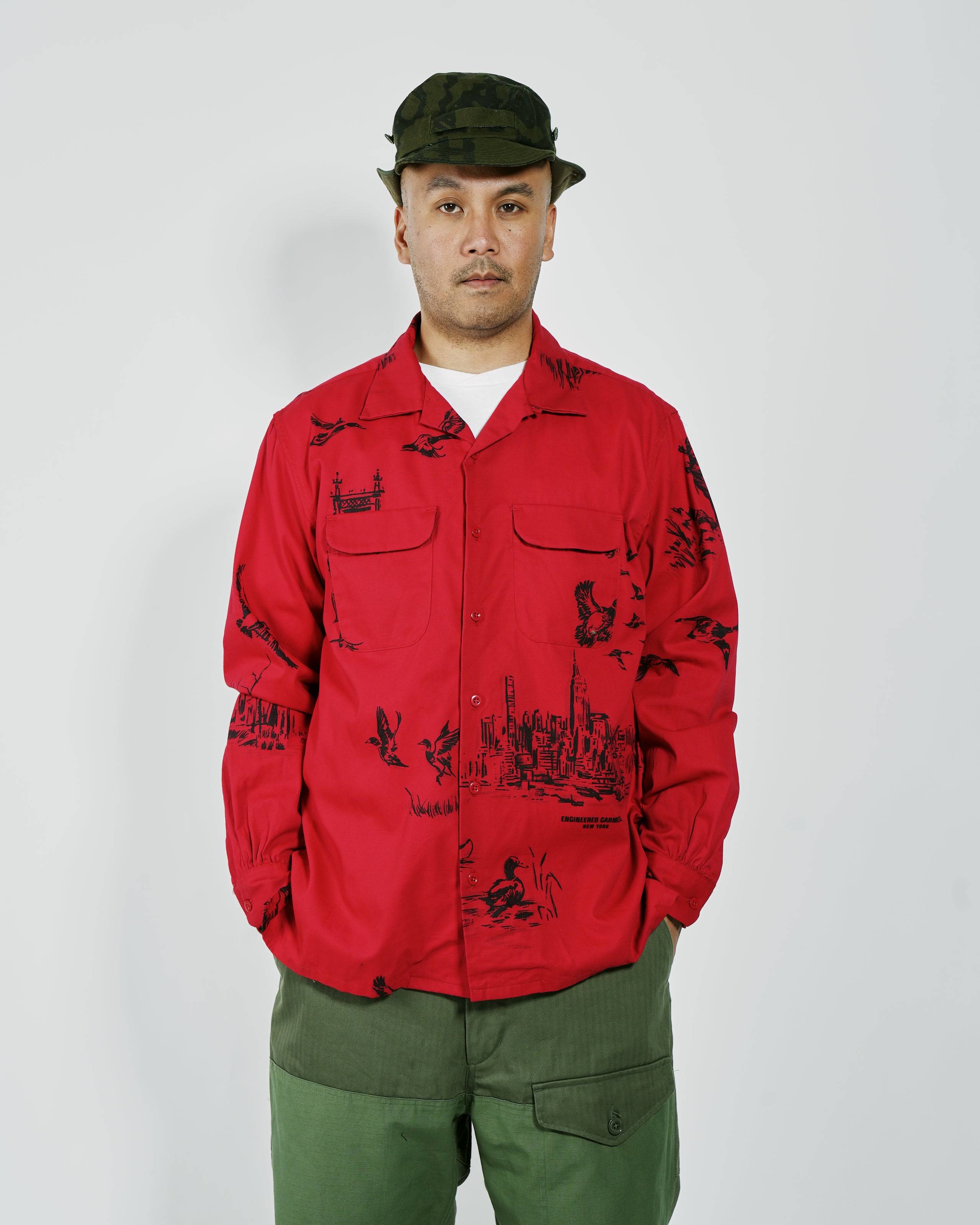Classic Shirt - Red Hunting Print French Twill