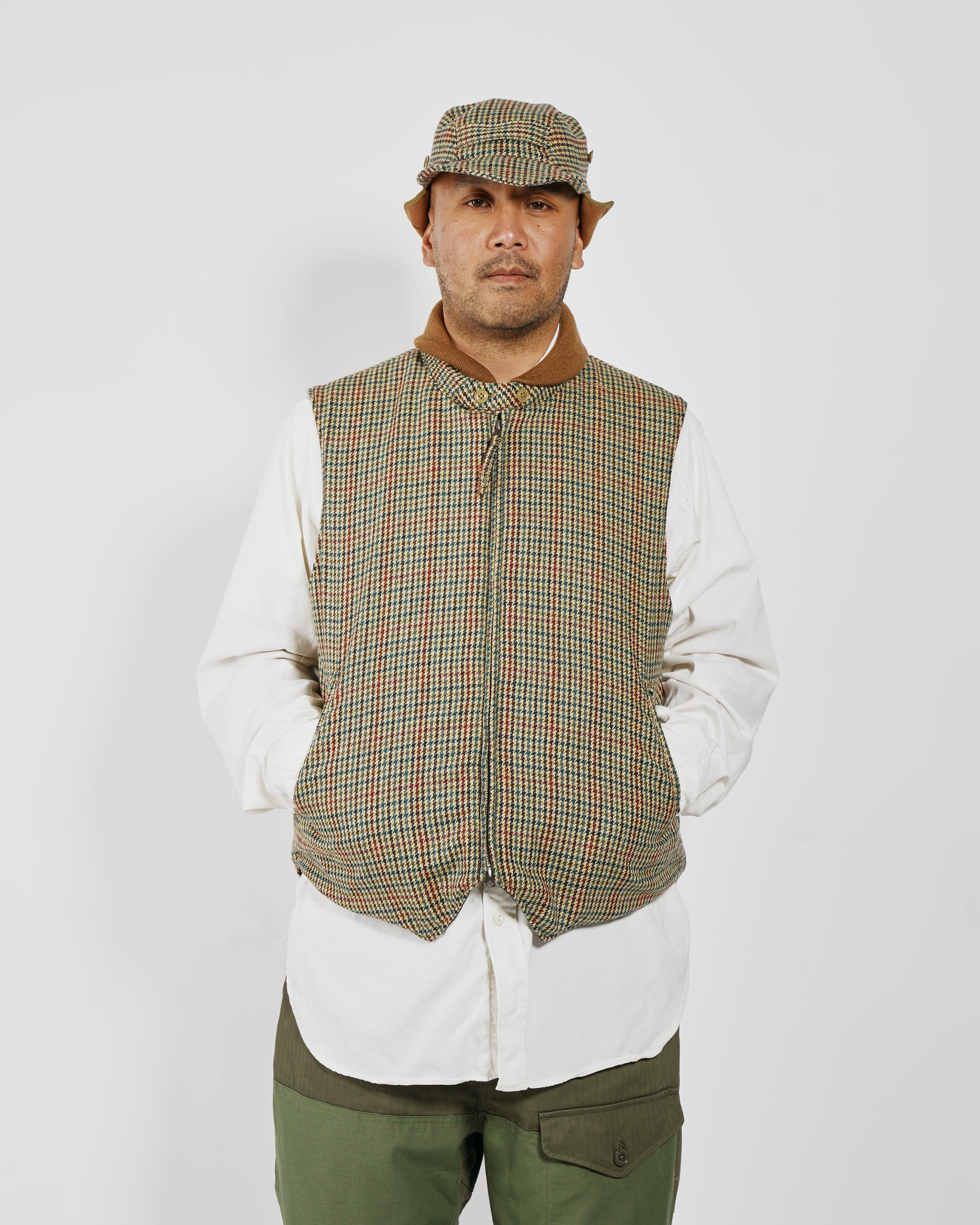 LL Vest - Khaki Acrylic Wool Gunclub Check