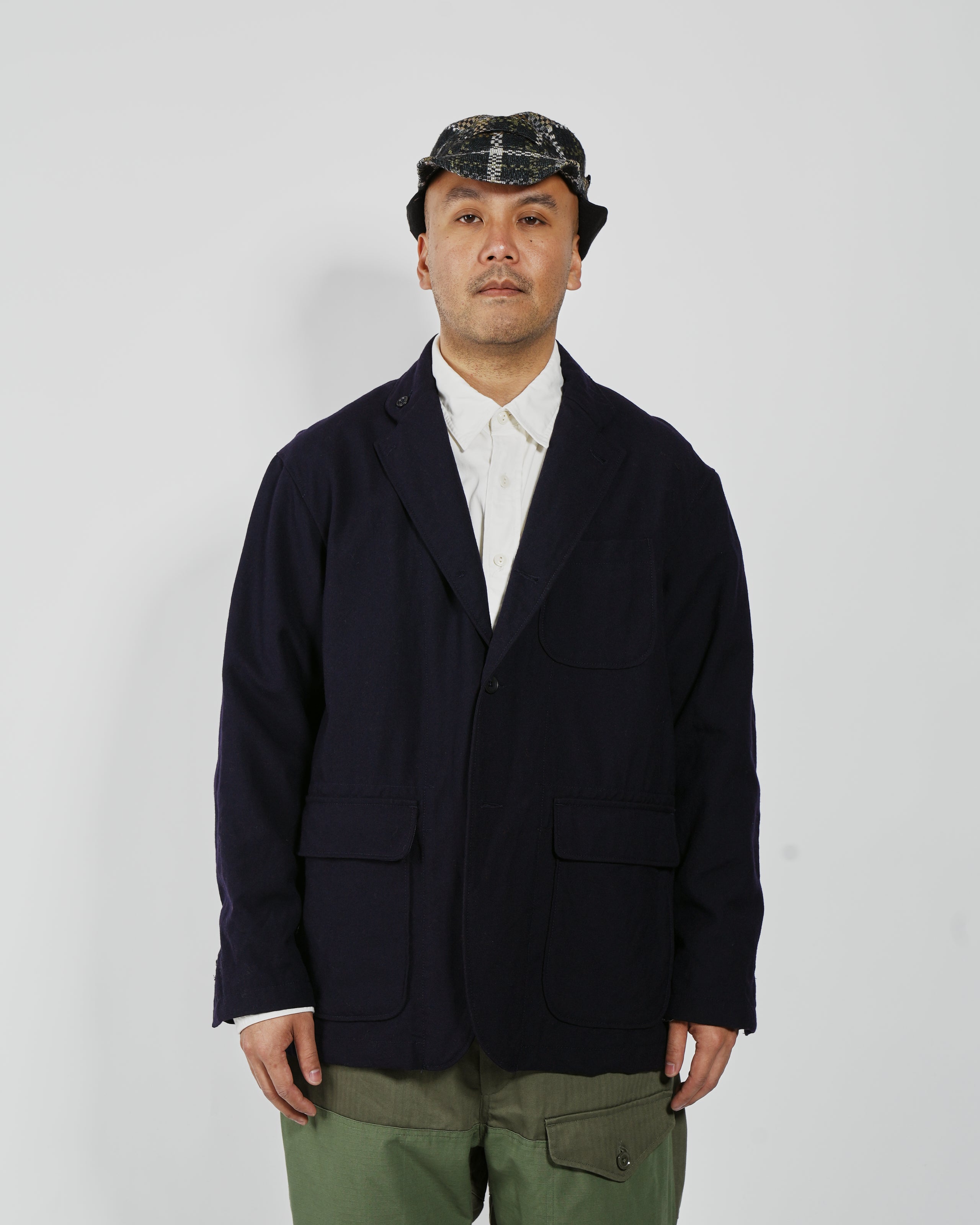 Loiter Jacket - Dk. Navy Wool Polyester Heavy Flannel | Nepenthes